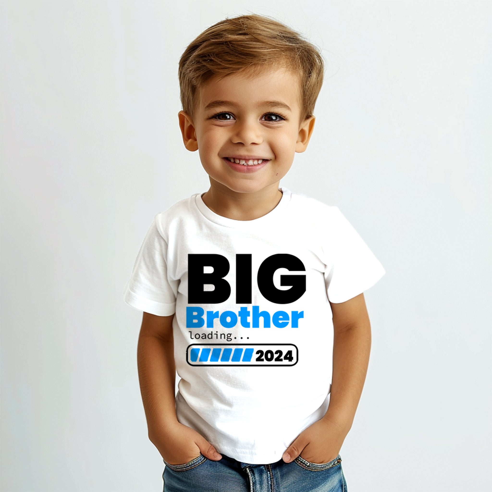 Trendy Tykes The shirt has a modern and tech-inspired design that's perfect for a family with a love for technology or gaming. The progress bar adds a fun twist to the announcement of the new sibling expected in 2024!