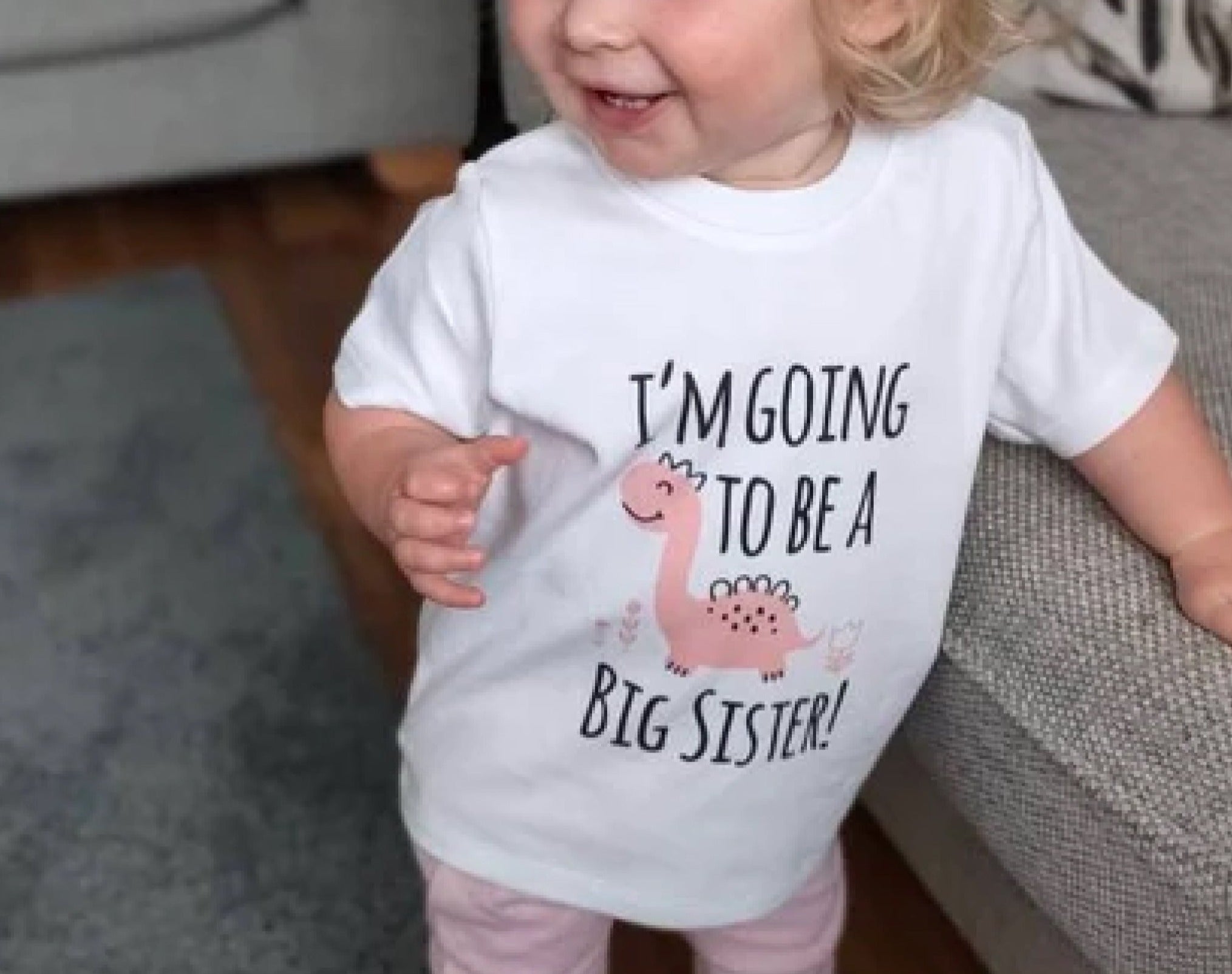 I'M GOING TO BE A BIG SISTER! Pink Dinosaur Kids T-Shirt