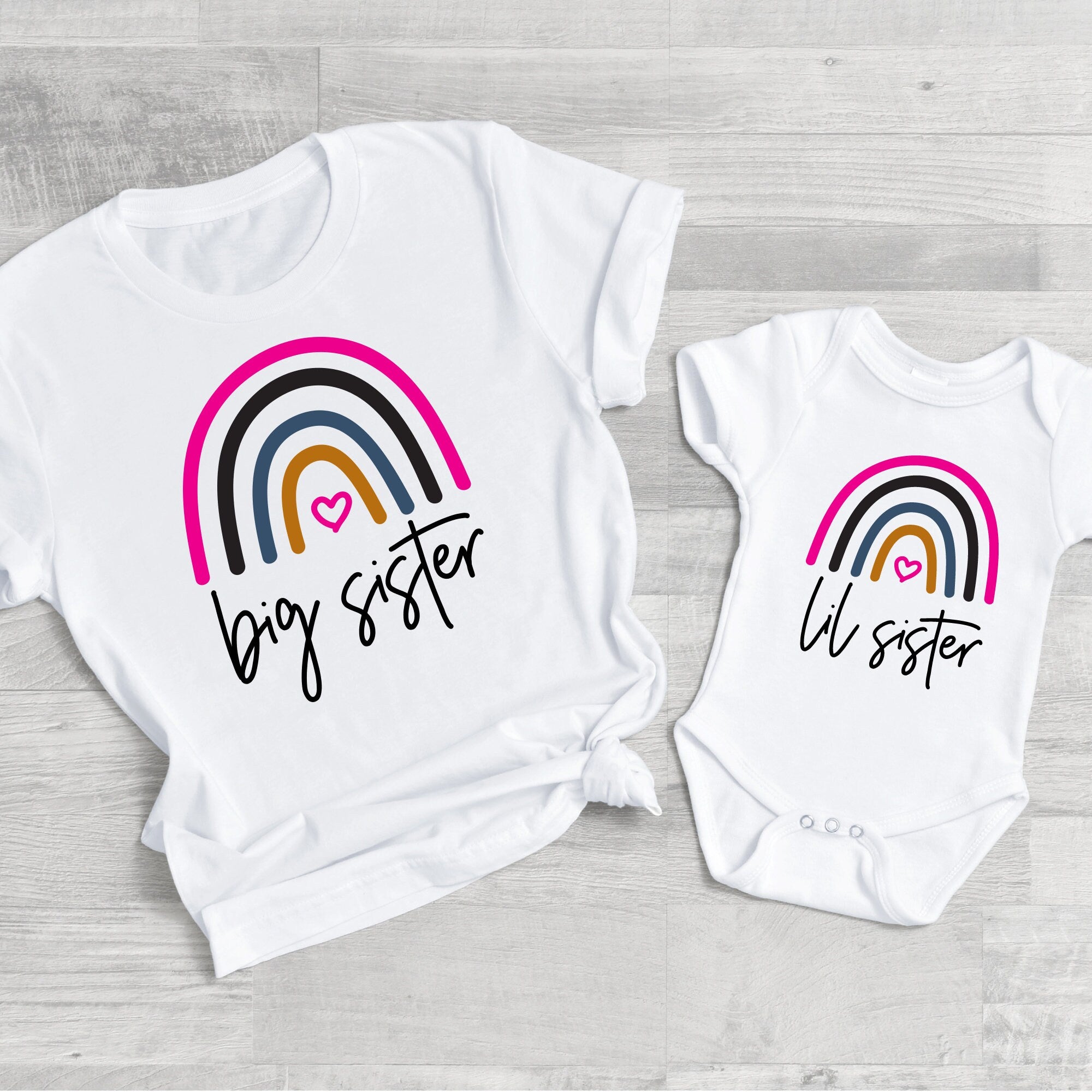 Big sister , little sister matching rainbow t-shirts, dovitee