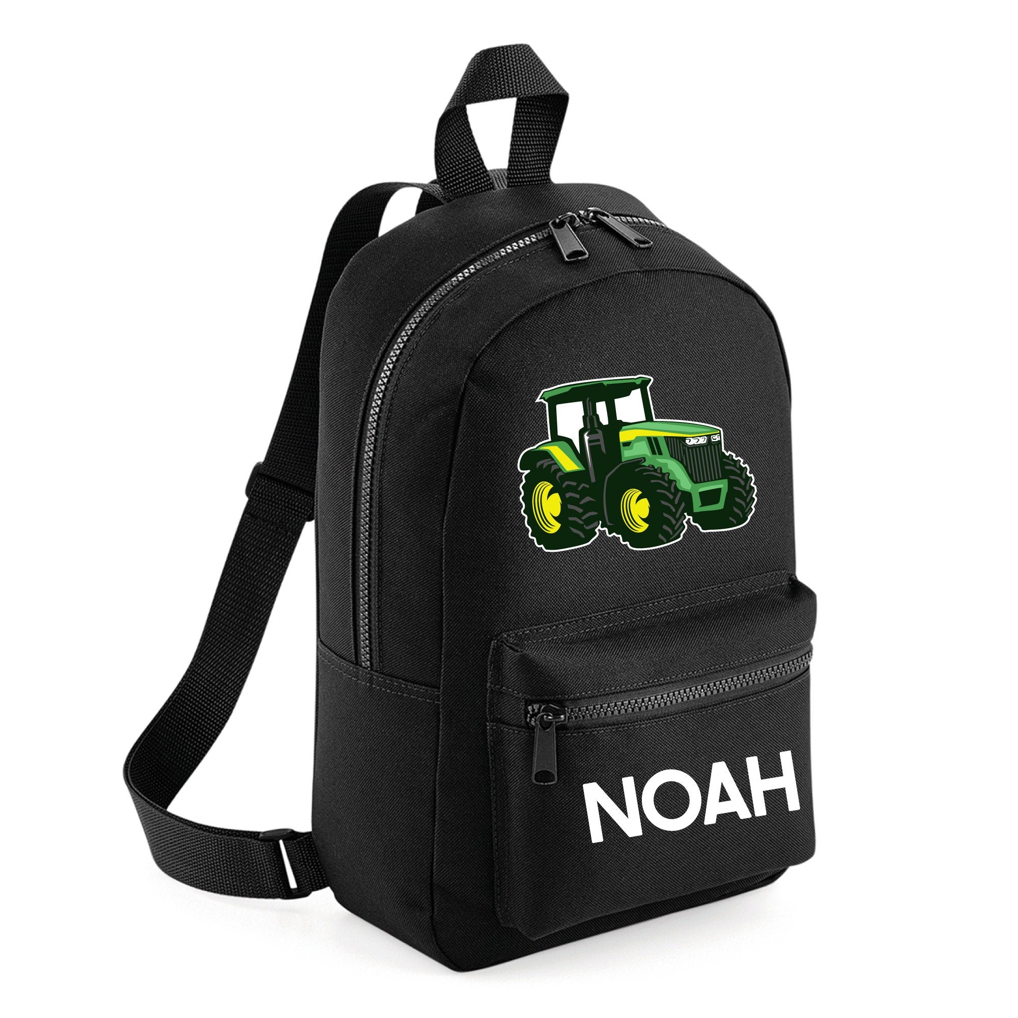 Personalised Name Green Tractor Toddler Backpack, Kids Rucksack, Nursey Bag, School Bag, Back to School