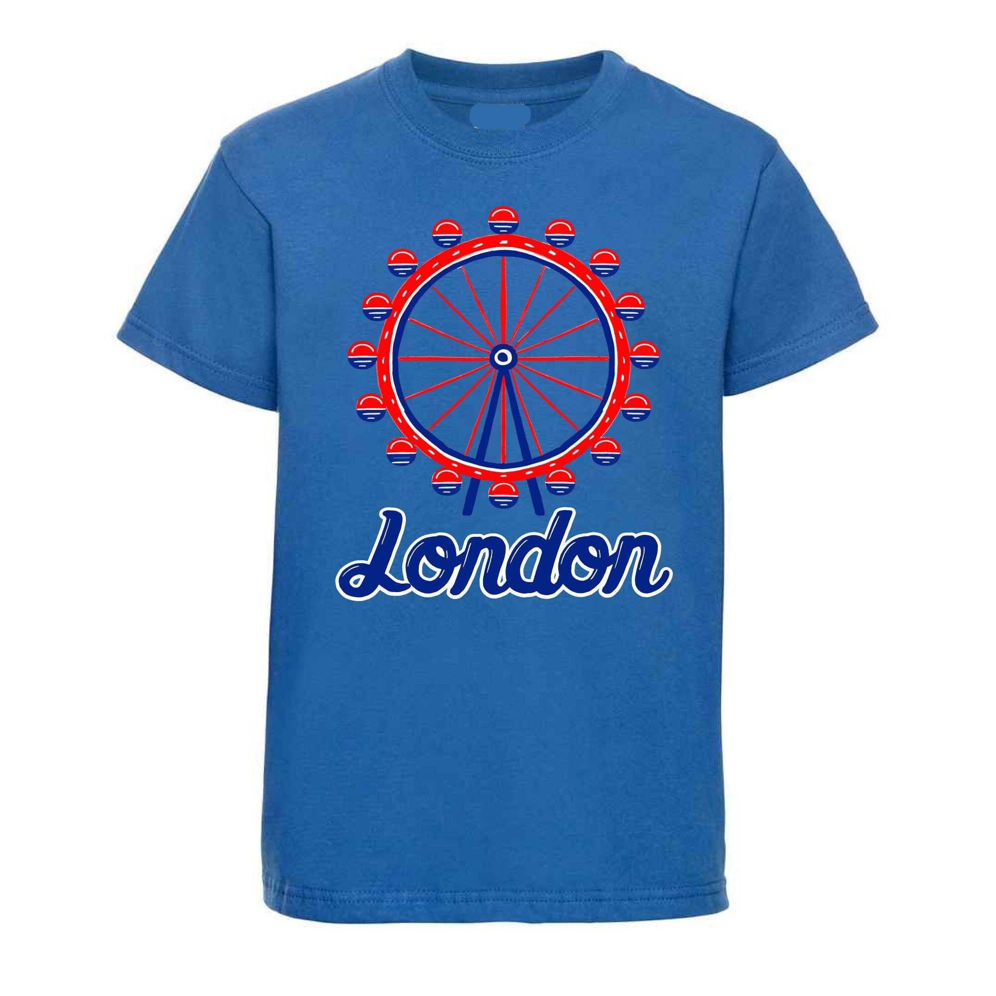 London Eye Millennium Wheel Kids T Shirt for kids in blue and red