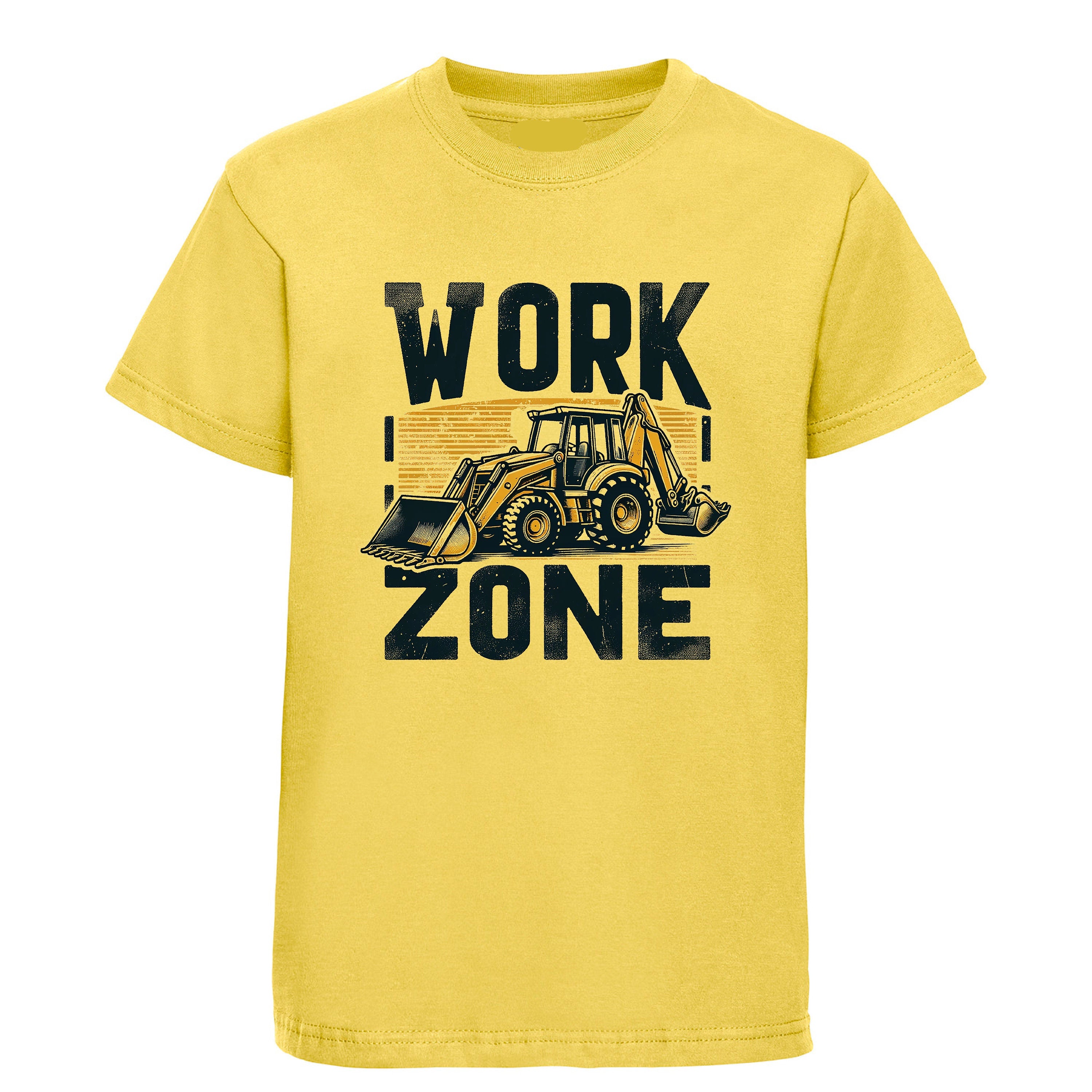 Kids Work Zone Backhoe Loader Tractor Construction T-Shirt - Realistic Construction Vehicle Tee for Boys & Girls - Ages 1-12