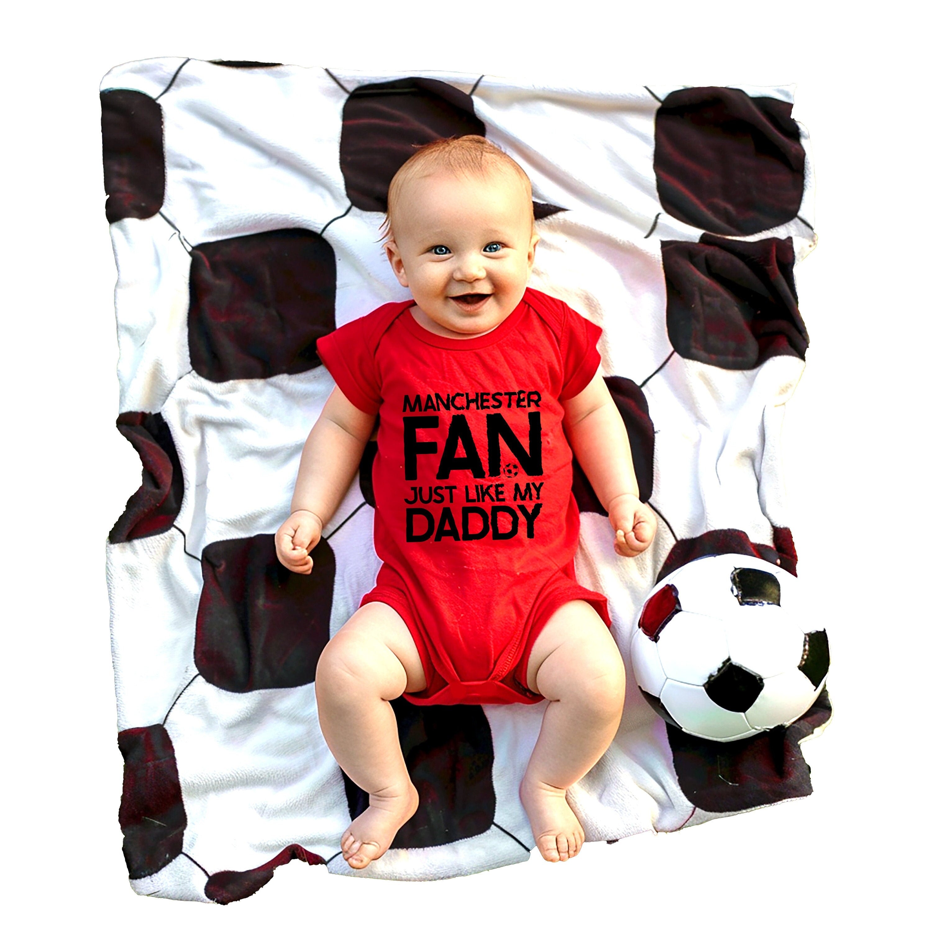 Red 'Manchester Fan Just Like My Daddy' Babygrow - Organic Cotton Onesie