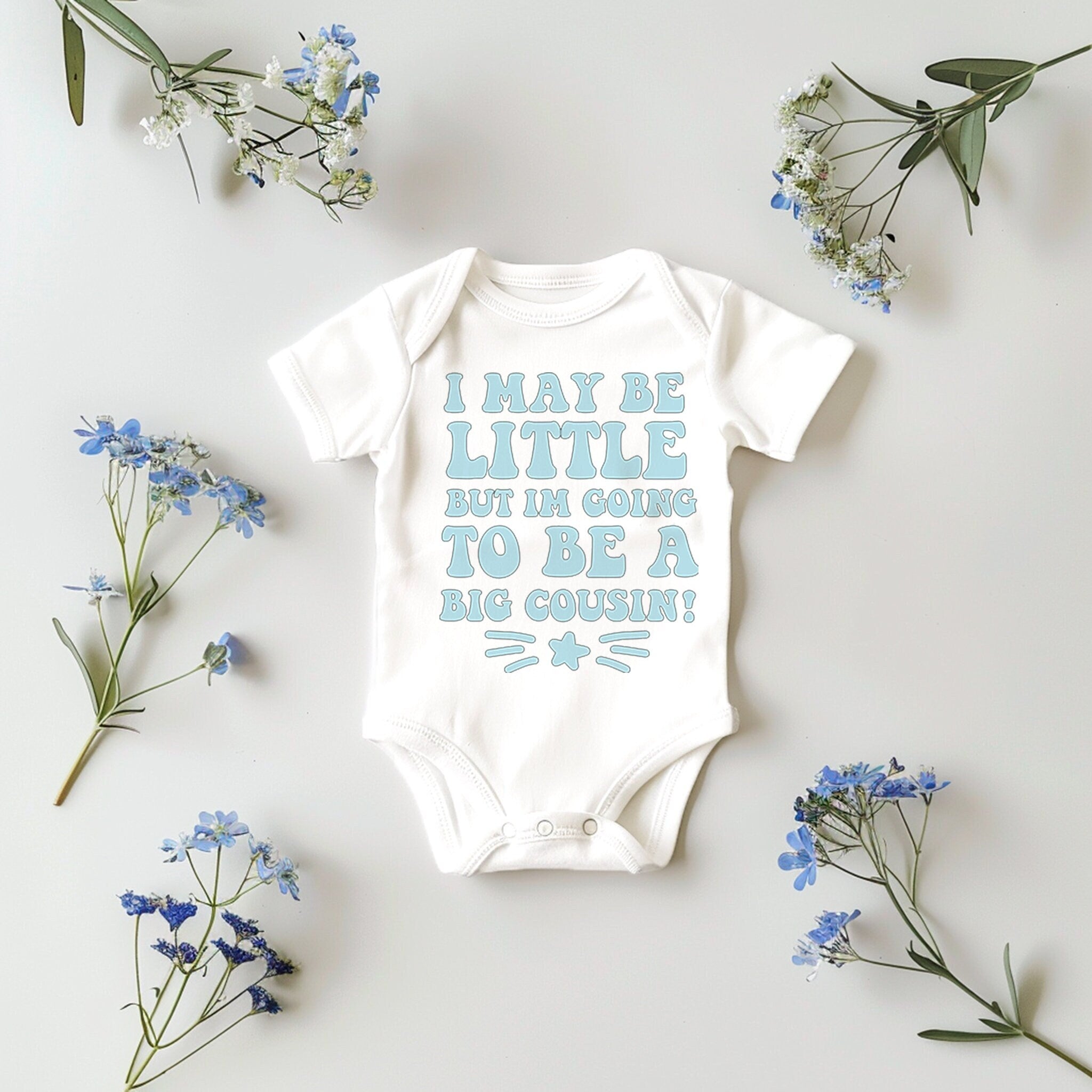 I May Be Little but I'm Going To Be a Big Cousin Babygrow/Sleepsuit | Big Cousin Pregnancy Announcement | Pregnancy Announcement Nephew