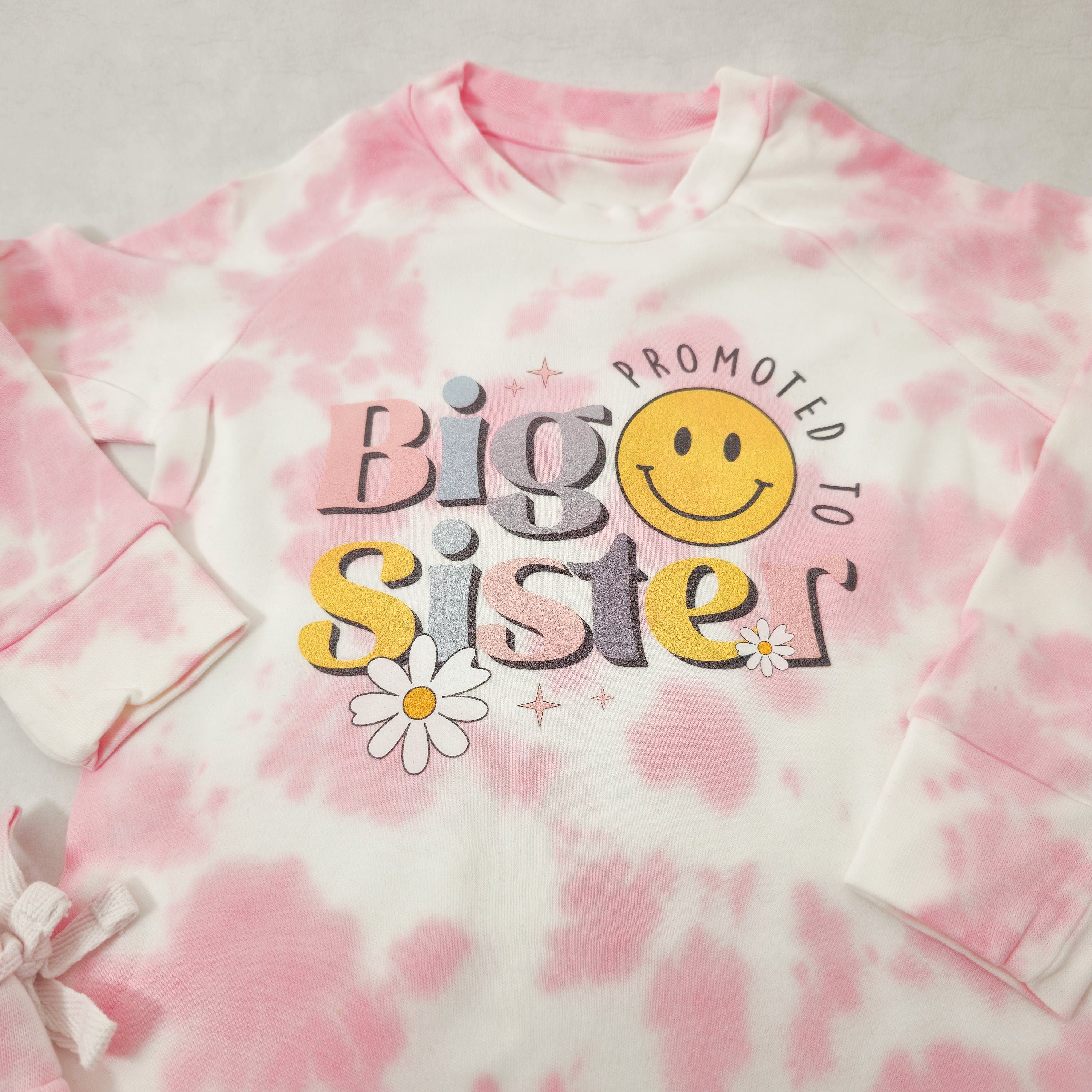 Big Sister Promotion Outfit | Kids Tie Dye Loungewear Set | New Big Sister Announcement Idea | Promoted To Big Sister