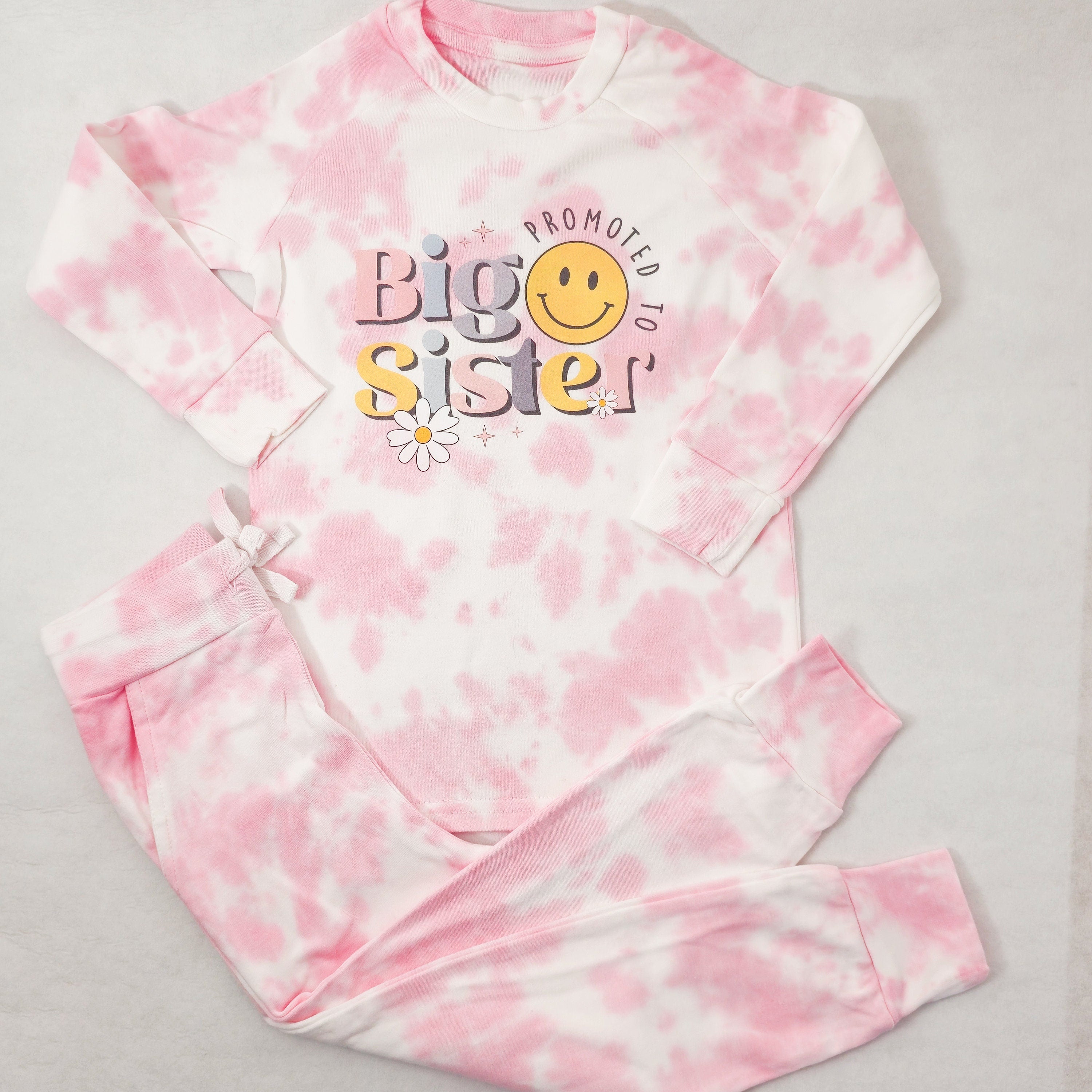 Big Sister Promotion Outfit | Kids Tie Dye Loungewear Set | New Big Sister Announcement Idea | Promoted To Big Sister
