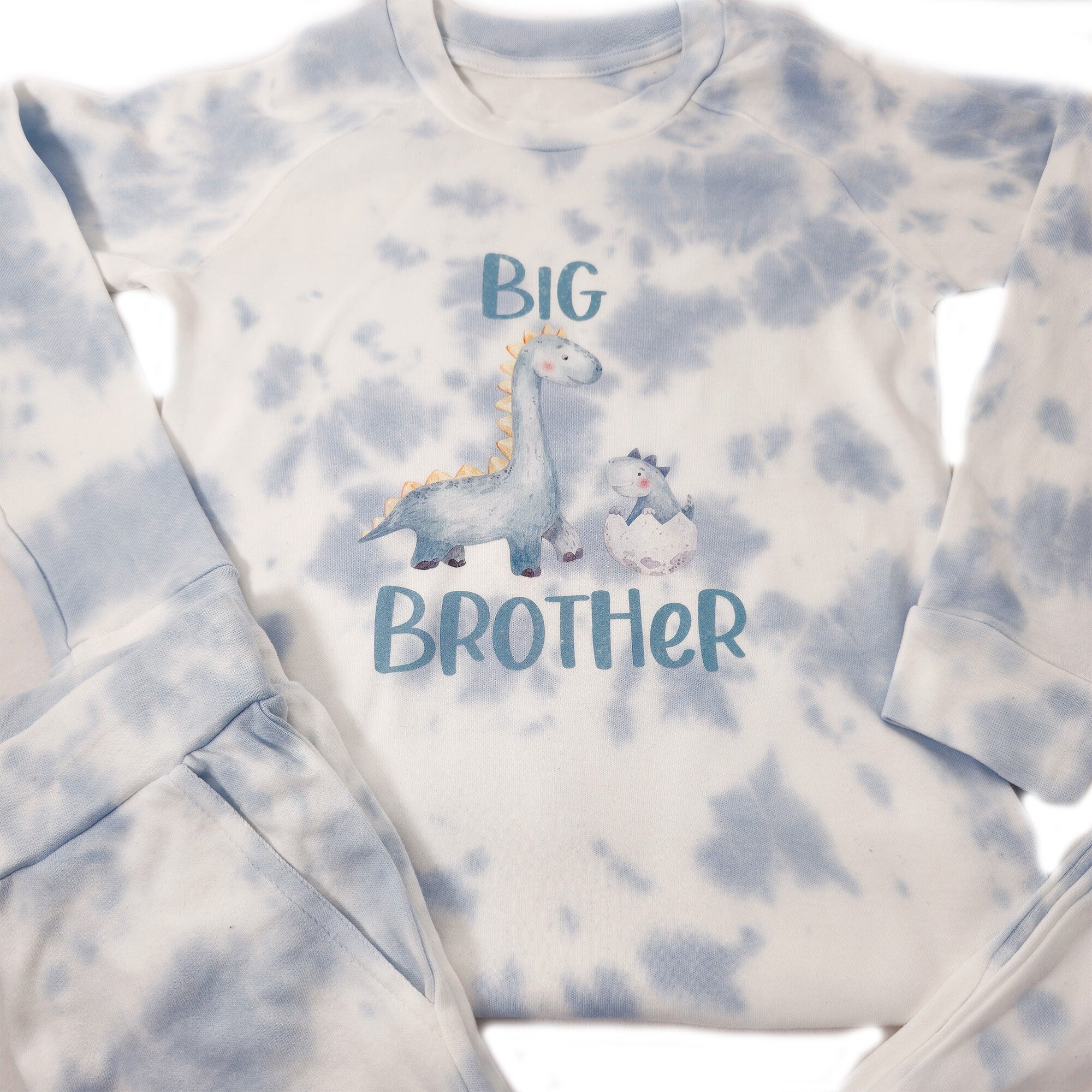 Big Brother Tie Dye Loungewear Set for Boys | New Baby Announcement Idea for Son | Brothersaurus | Gift for Boys