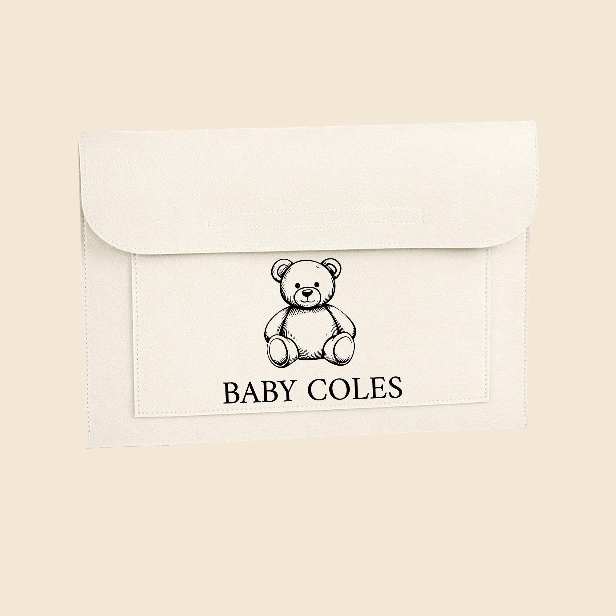 Personalised Teddy Bear Baby Document Folder - Keepsake for New Baby's Journey