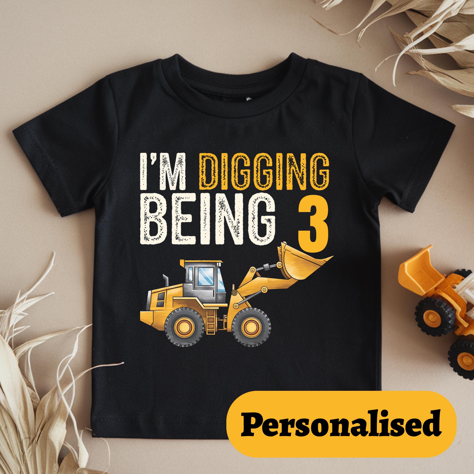 trendy tykes black kids digger birthday t shirt