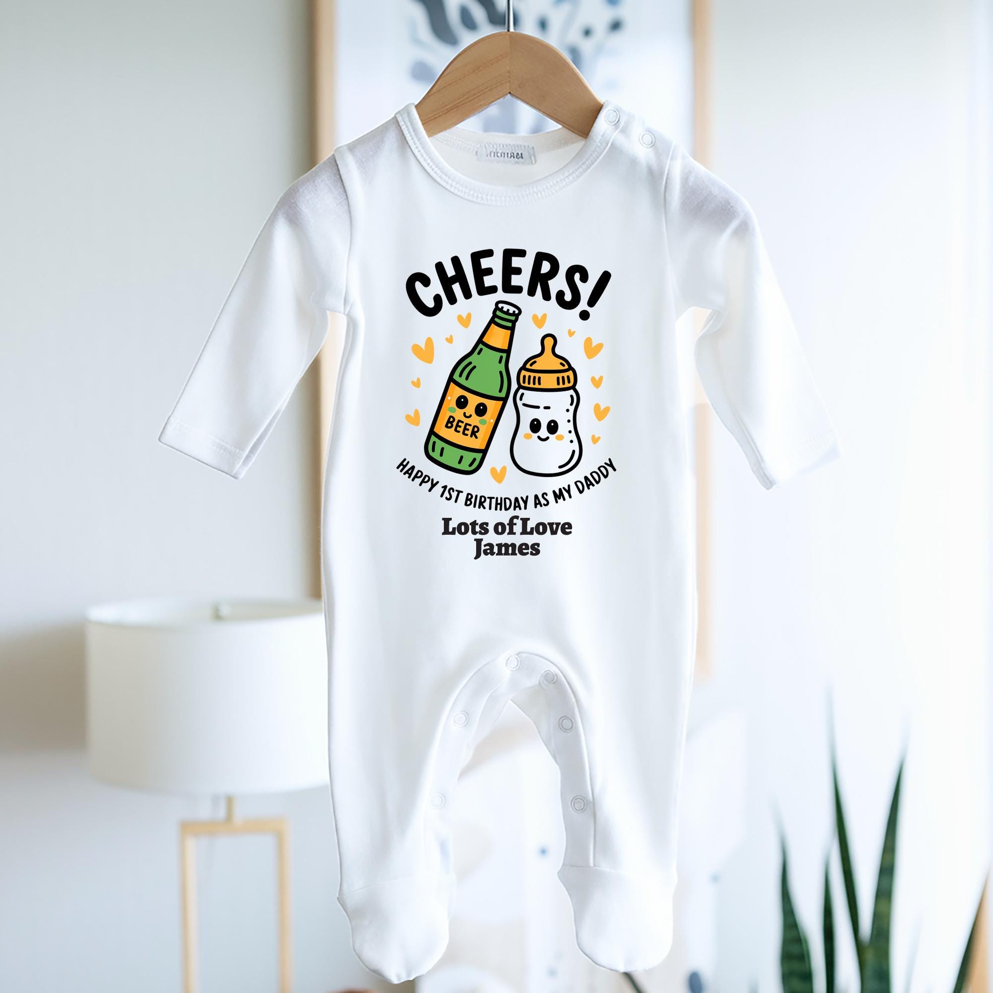Trendy Tykes personalised happy 1st birthday as my daddy baby sleepsuit