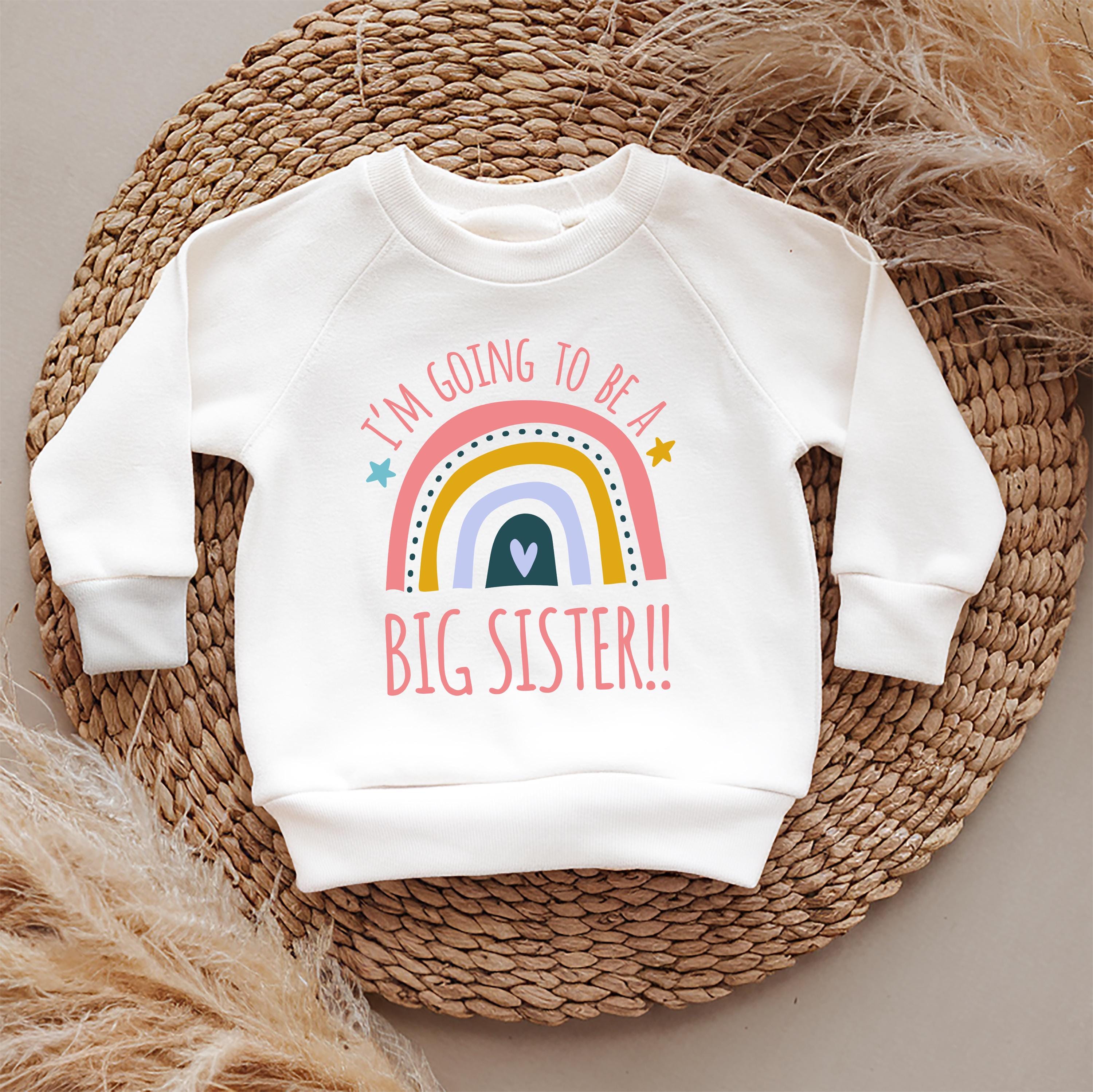 Trendy Tykes Im going to be a big sister cute rainbow jumper in white