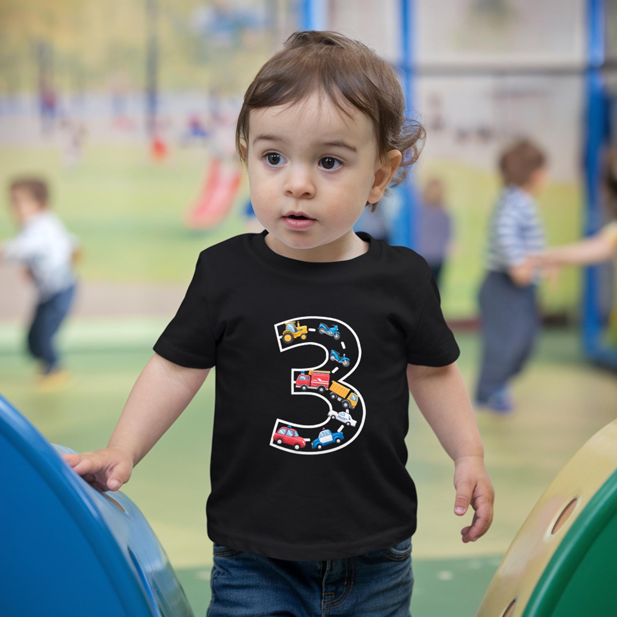 3rd Birthday T-Shirt | Boys Cars | Vehicles 3 Years Birthday T-Shirt