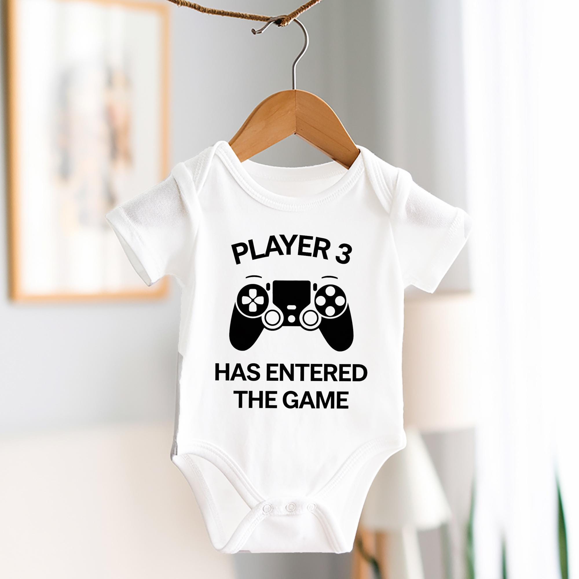 Trendy Tykes Player 3 has entered the game new baby announcement baby grow, vest