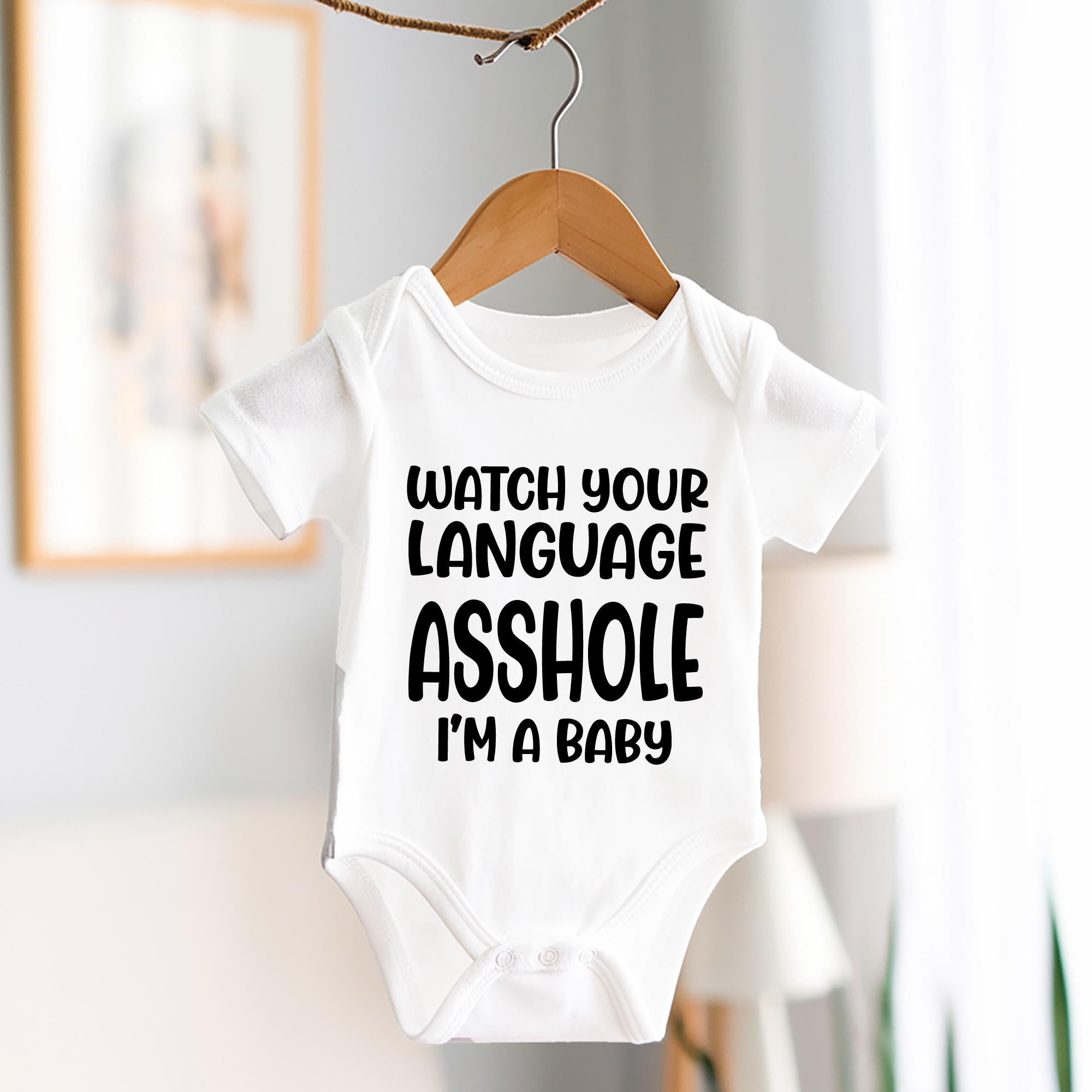 Funny Rude Watch Your Language Baby Grow | Trendy Tykes