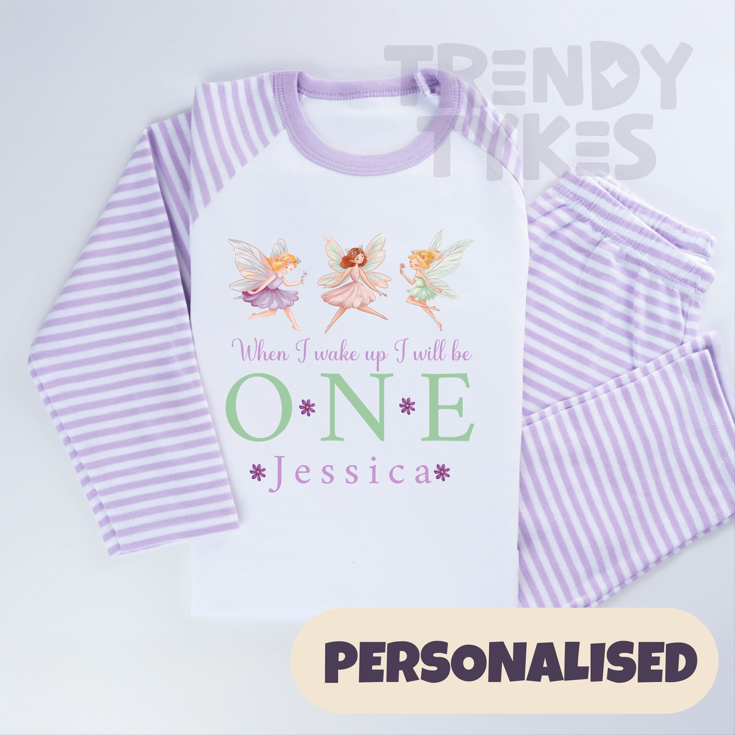 Personalised Fairy Birthday Pyjamas | Custom Name & Age Sleepwear | Girls One Pyjamas | 2nd Birthday Pyjamas | 1st Birthday Fairy Pjs