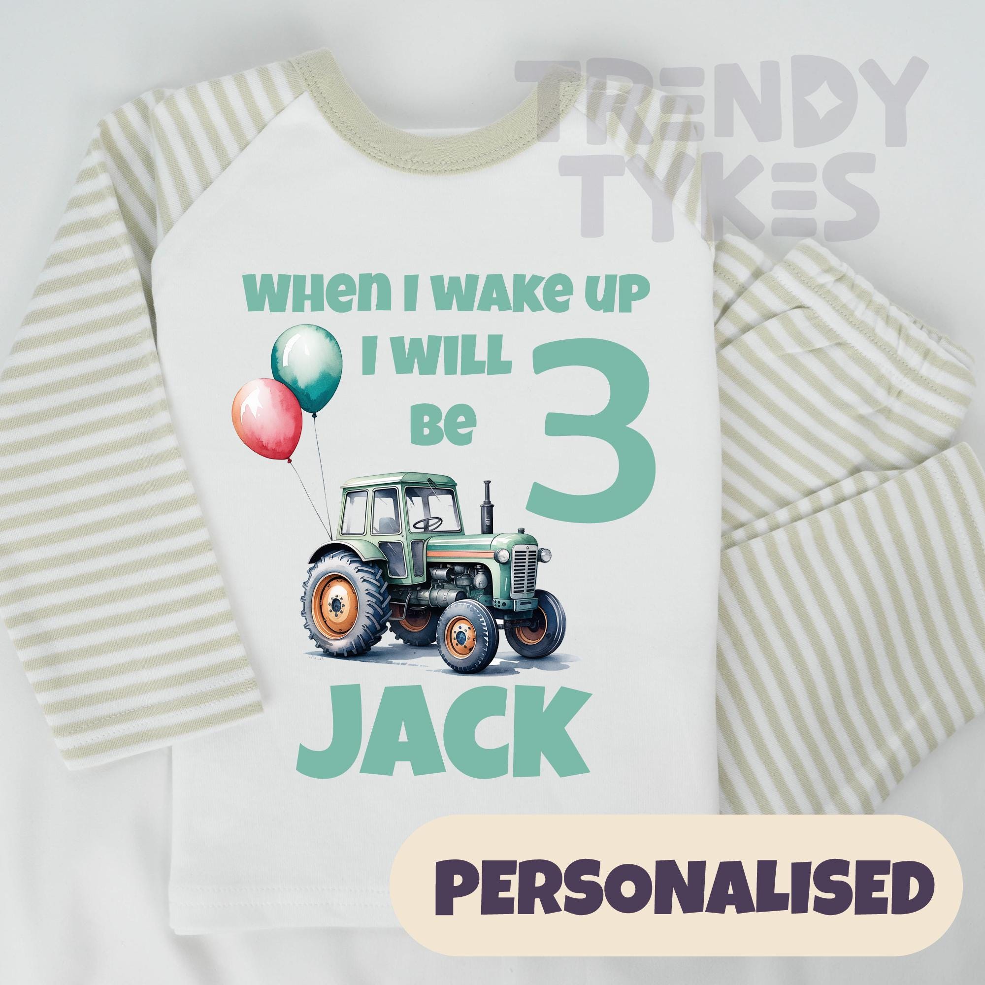 Kids Personalised Birthday Tractor Pyjamas | Personalised Pyjamas Kids Boys |