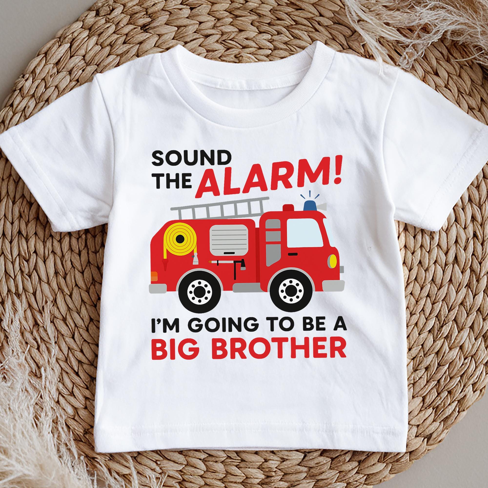 Big Brother Fire Truck Top | Firefighter Big Brother Shirt | Pregnancy Announcement Tee | Big Brother Reveal Outfit |