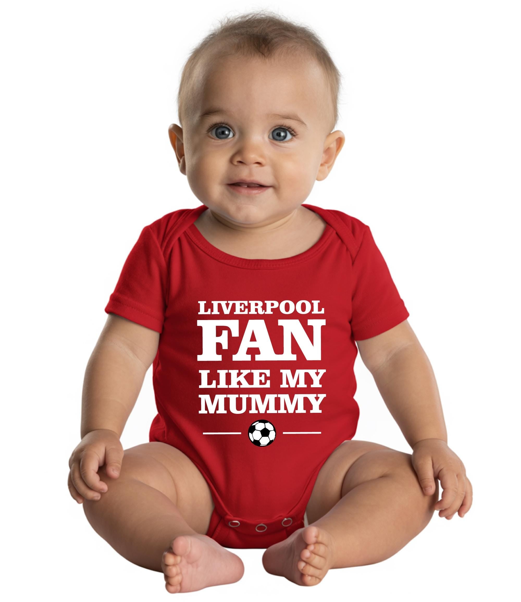 Liverpool Fan like my mummy • Red Cotton Infant Top • Football Fan Baby Gift