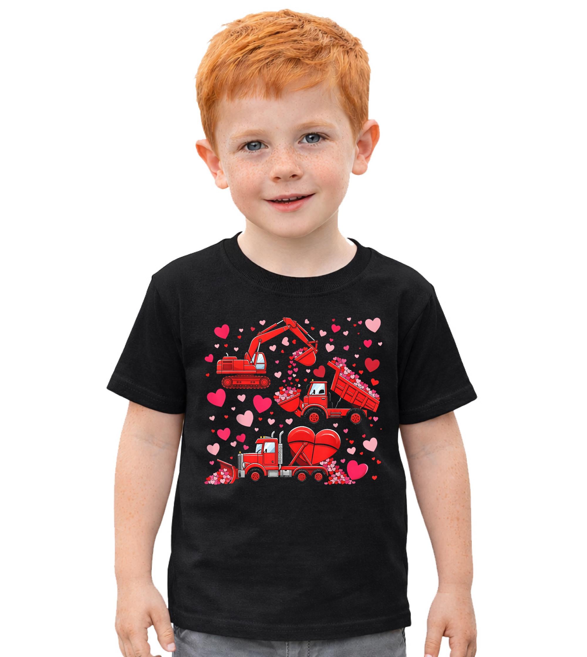 Valentine Construction Trucks Kids T Shirt – Love Digger Lorry Boys Toddler Top