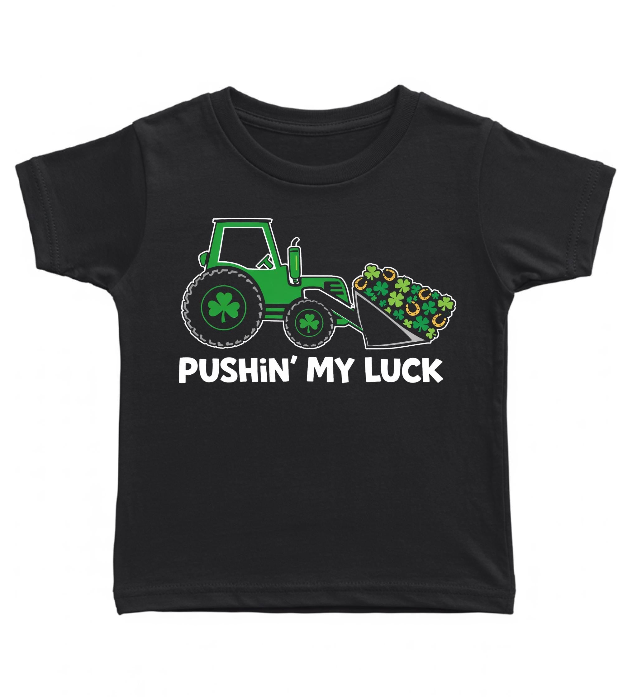 St Patrick’s Day Tractor Shirt for Kids – Pushin’ My Luck Toddler Top – Irish Baby & Toddler Outfit