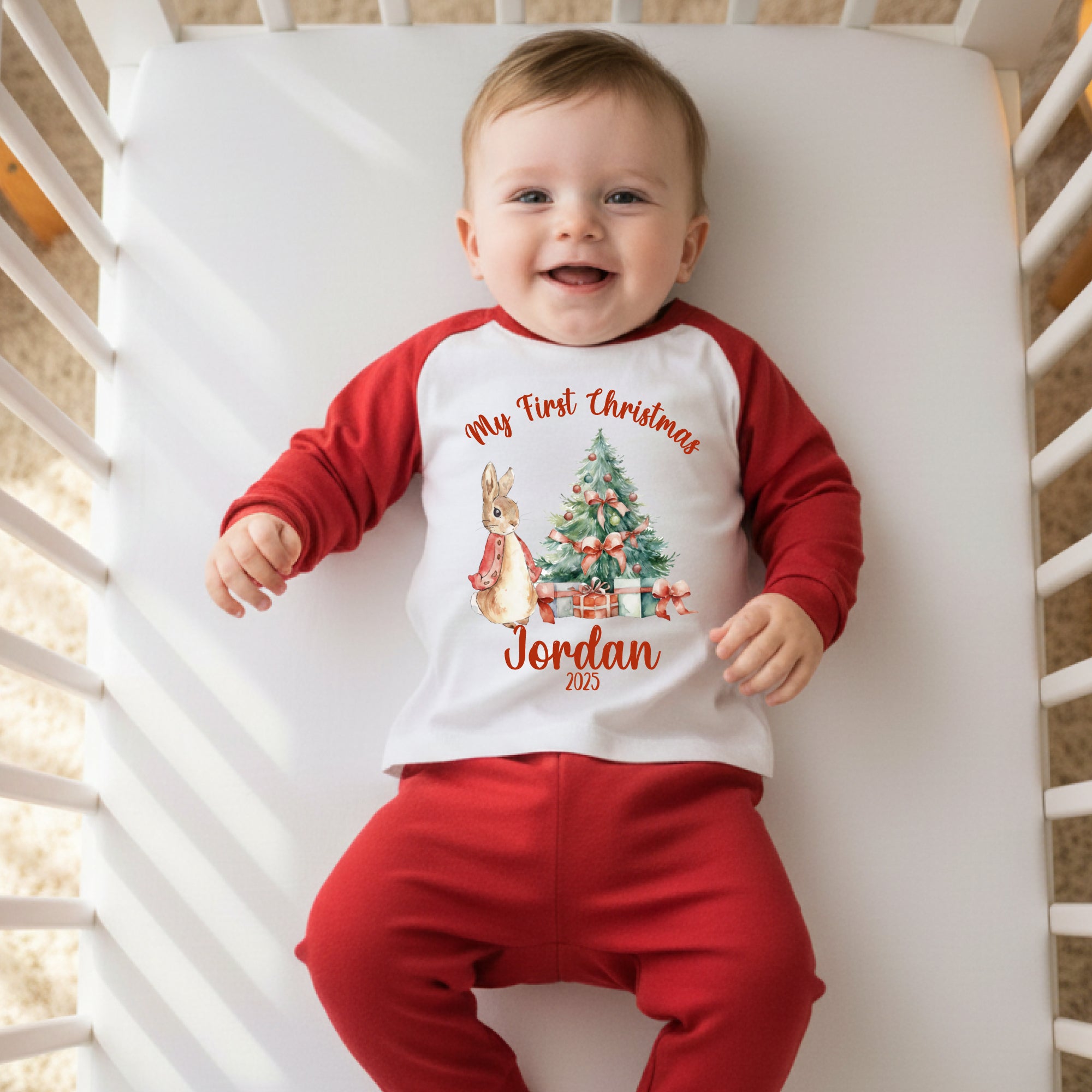 Personalised My First Christmas Rabit Baby Pyjamas