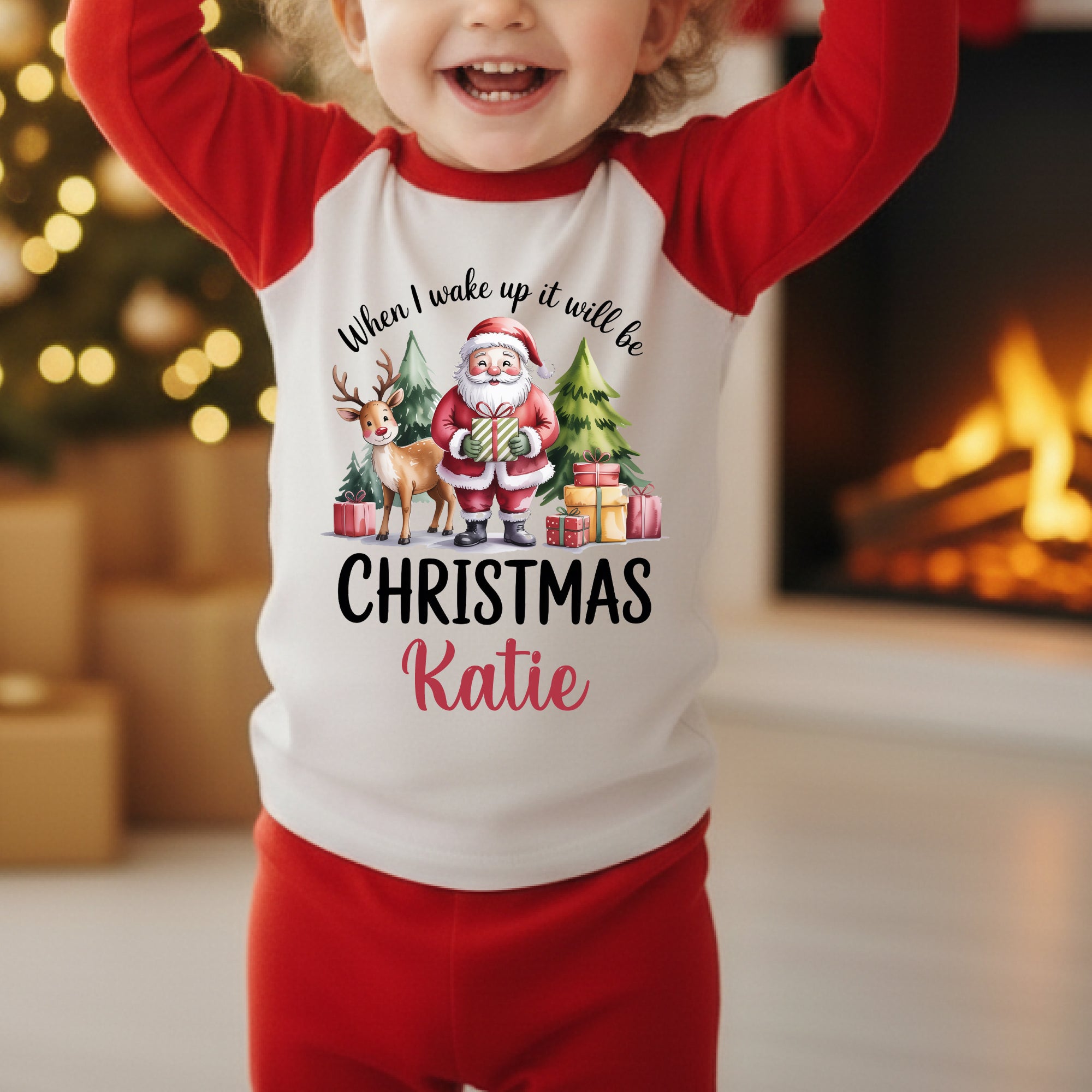 Personalised When I wake up it will be Christmas Kids Pyjamas
