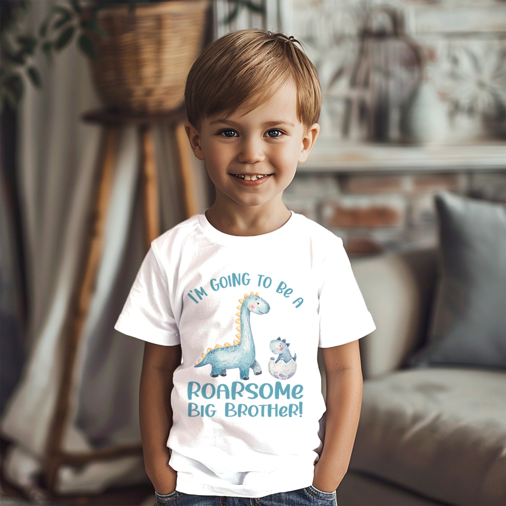 Trendy Tykes The t-shirt design is absolutely delightful for a young boy proud to take on the role of a big brother. It's playful and warm, sure to make for some heartwarming family photos!