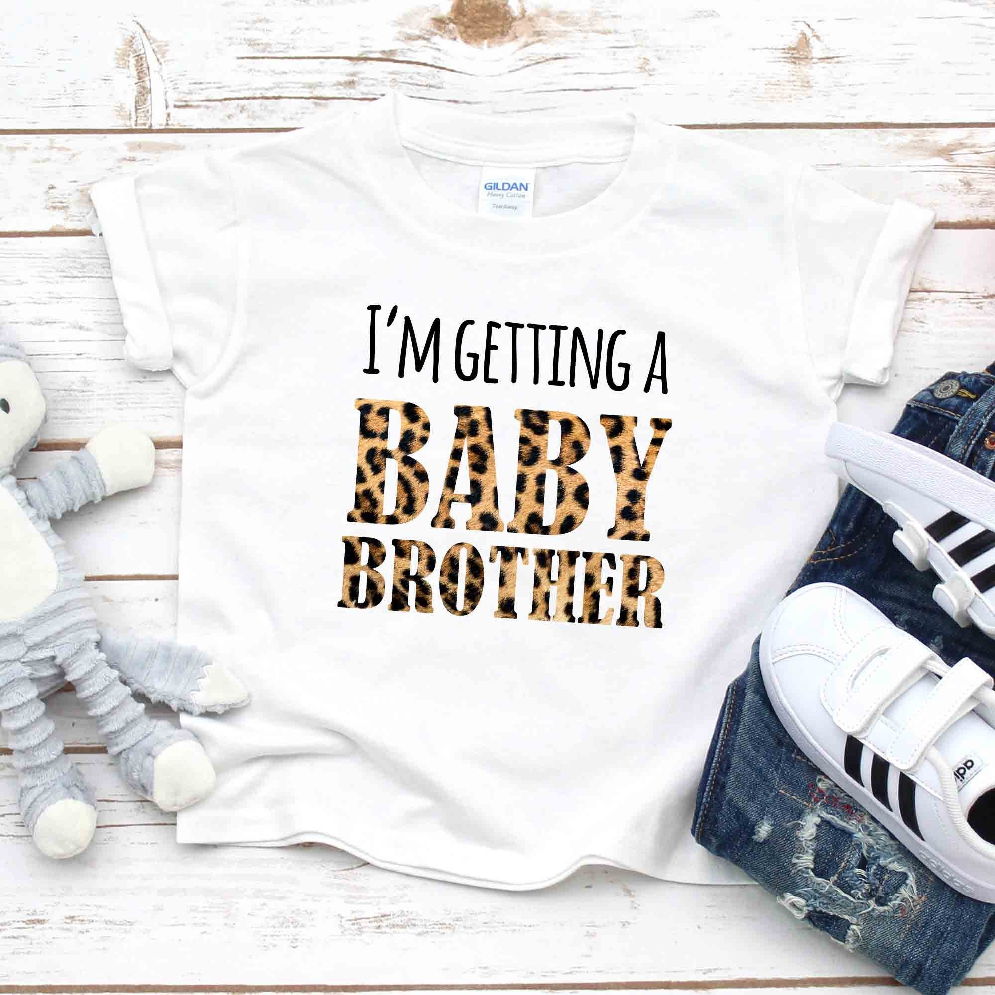 Im getting a baby brother toddler shirt with leopard print, girl shirt for big sister