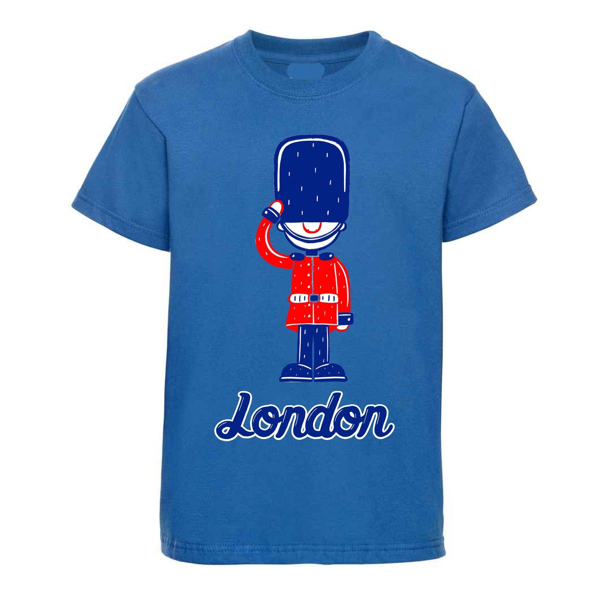 London British Queen's Guard Kids T Shirt for kids in blue and red