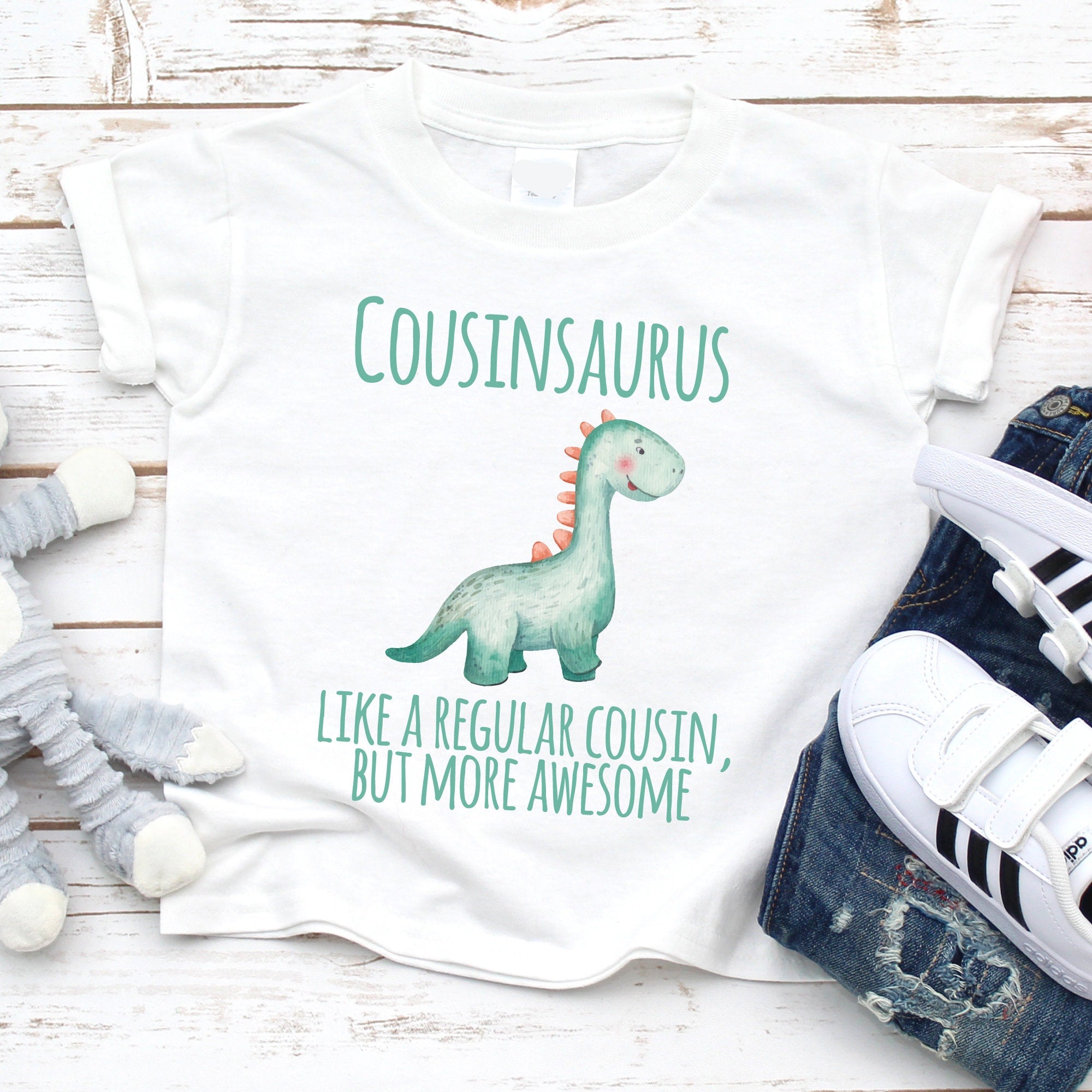 Cousinsaurus Im going to be a Big Cousin announcement T-shirt , dinosaur theme baby boy or girl/ toddler kids Shirt, babygrown