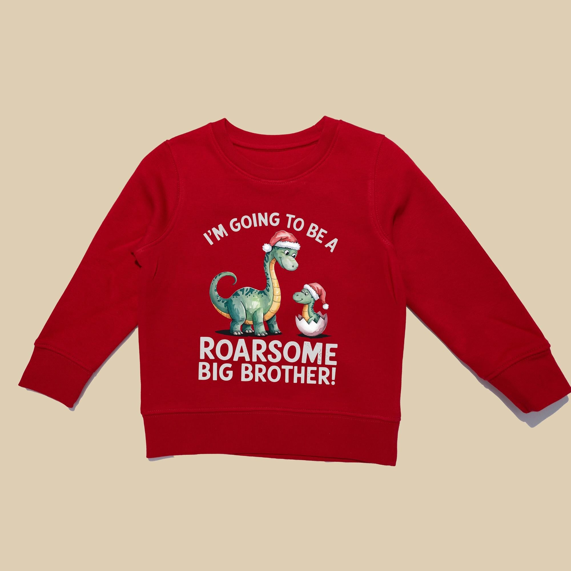 Red Big Brother Jumper - I'm Going to be a Roarsome Big Brother Sweatshirt - Toddler Christmas Announcement Top 2024 | 100% Organic cotton