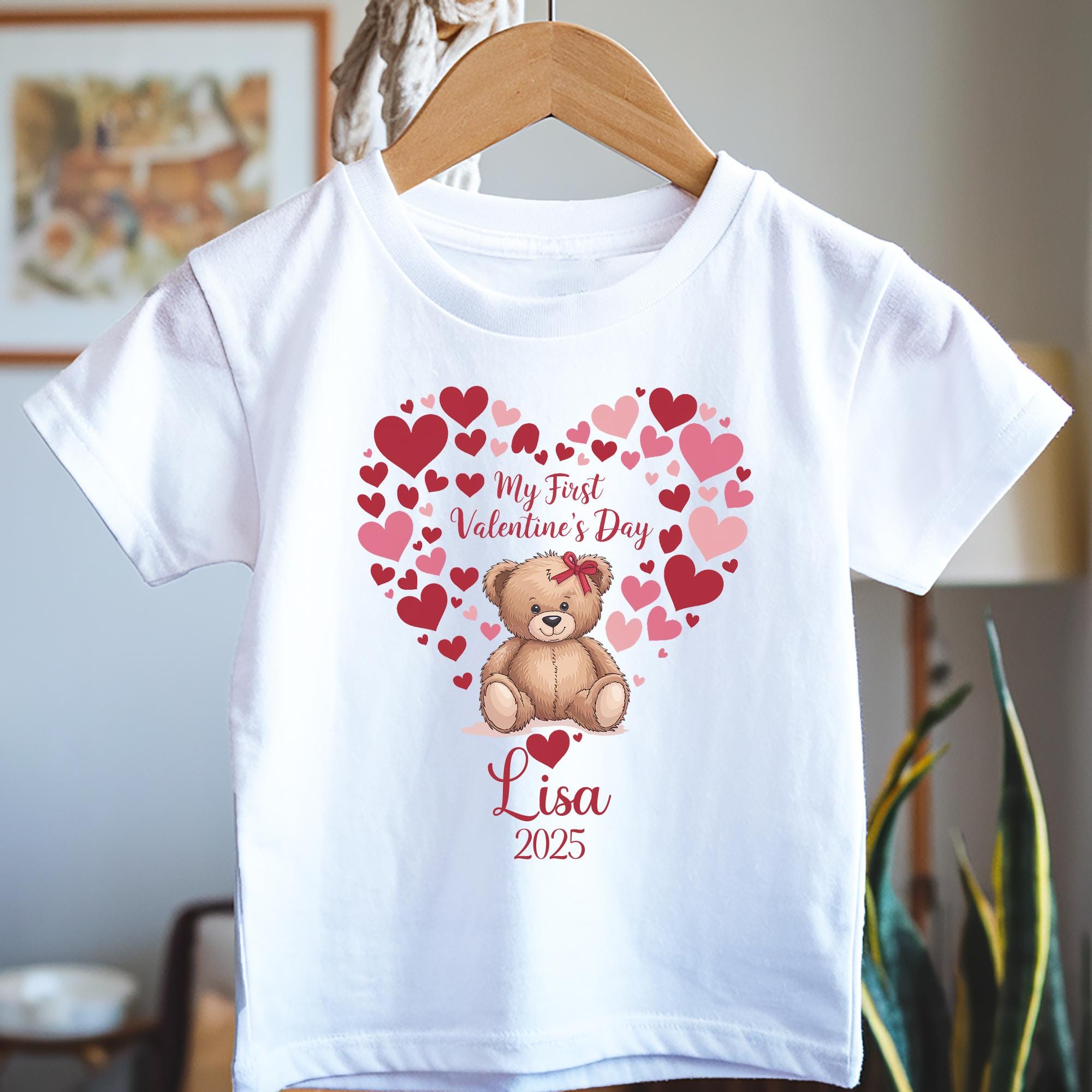 Personalised My First Valentine’s Day Baby Vest – Teddy & Hearts Design