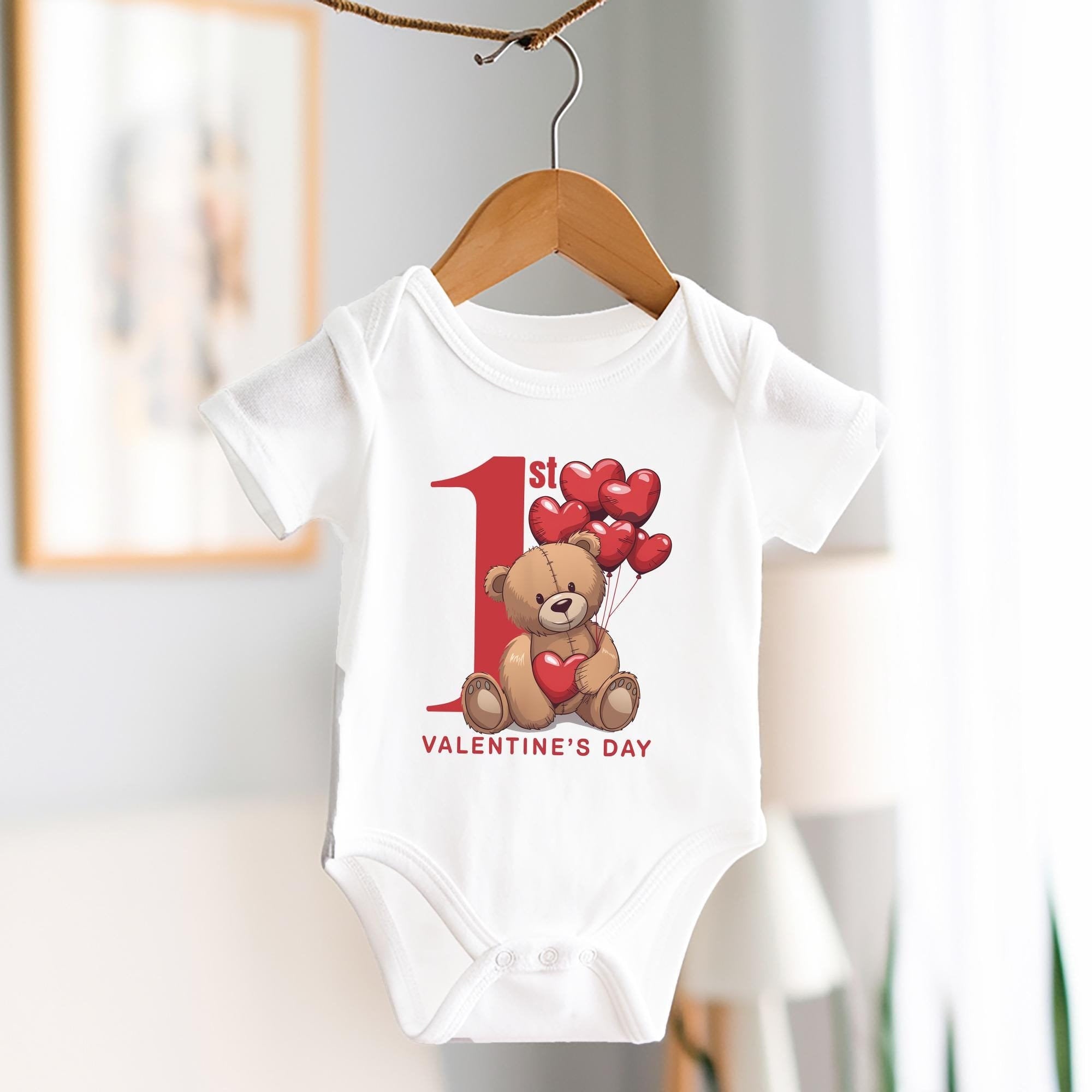 Trendy Tykes My first valentines day baby vest with cute teddy bear and red hearts baby outfit