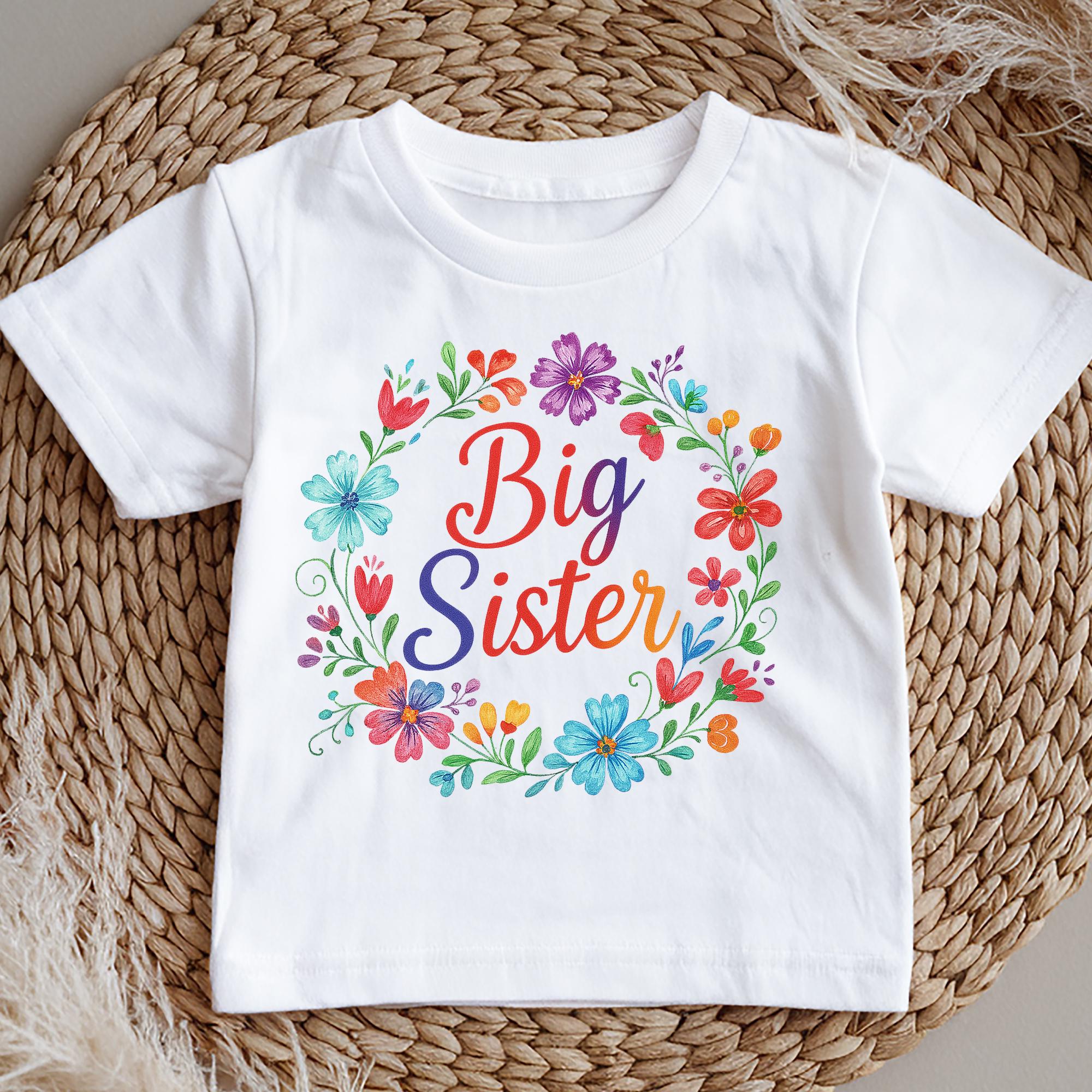 Big Sister Flower Shirt | Floral Big Sister T-Shirt | Big Sister Announcement | Girls Big Sister Outfit | Rainbow Sister Tee |