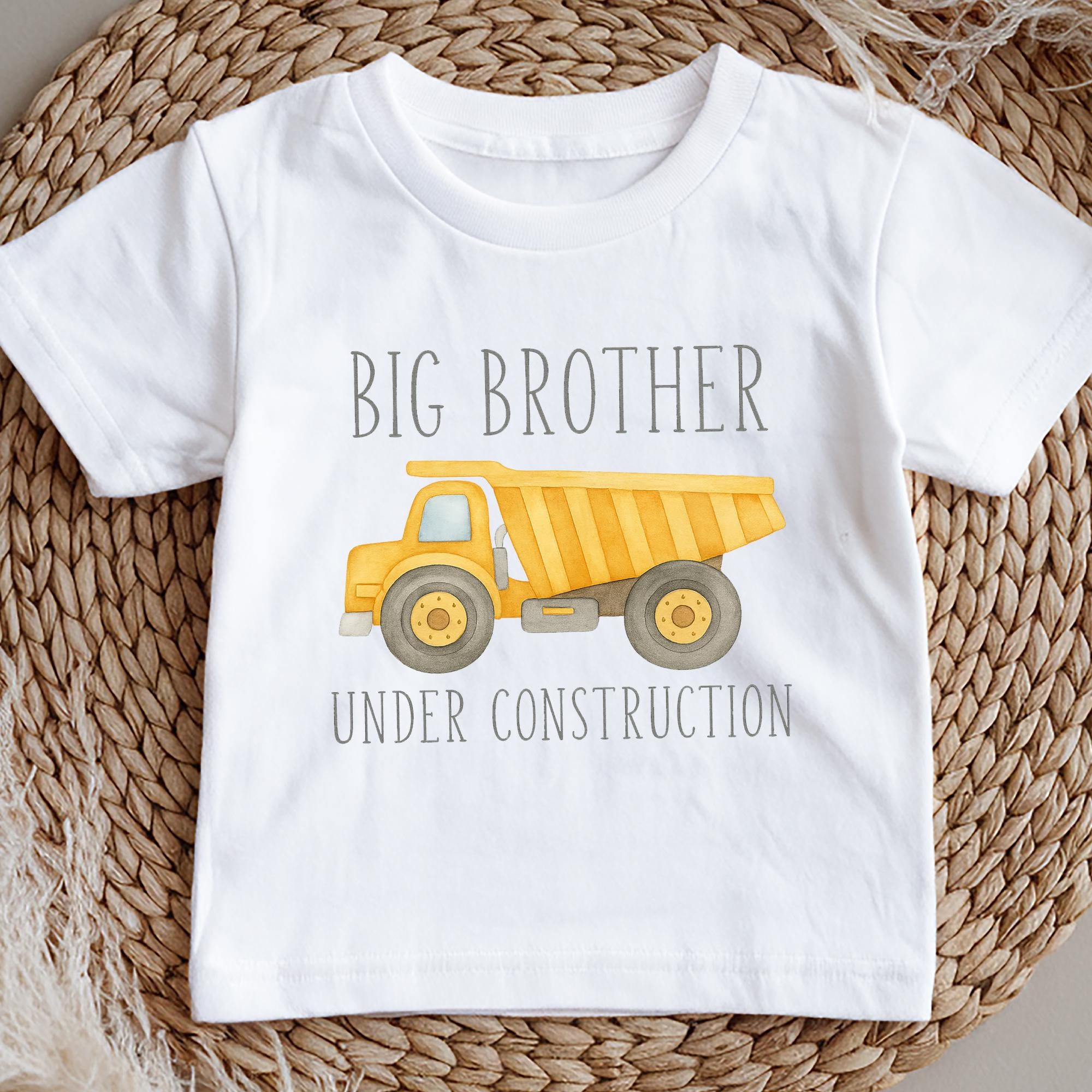 Big Brother Under Construction Shirt | Construction Truck Sibling Reveal T-Shirt | Pregnancy Announcement Tee | Dump Truck Top |