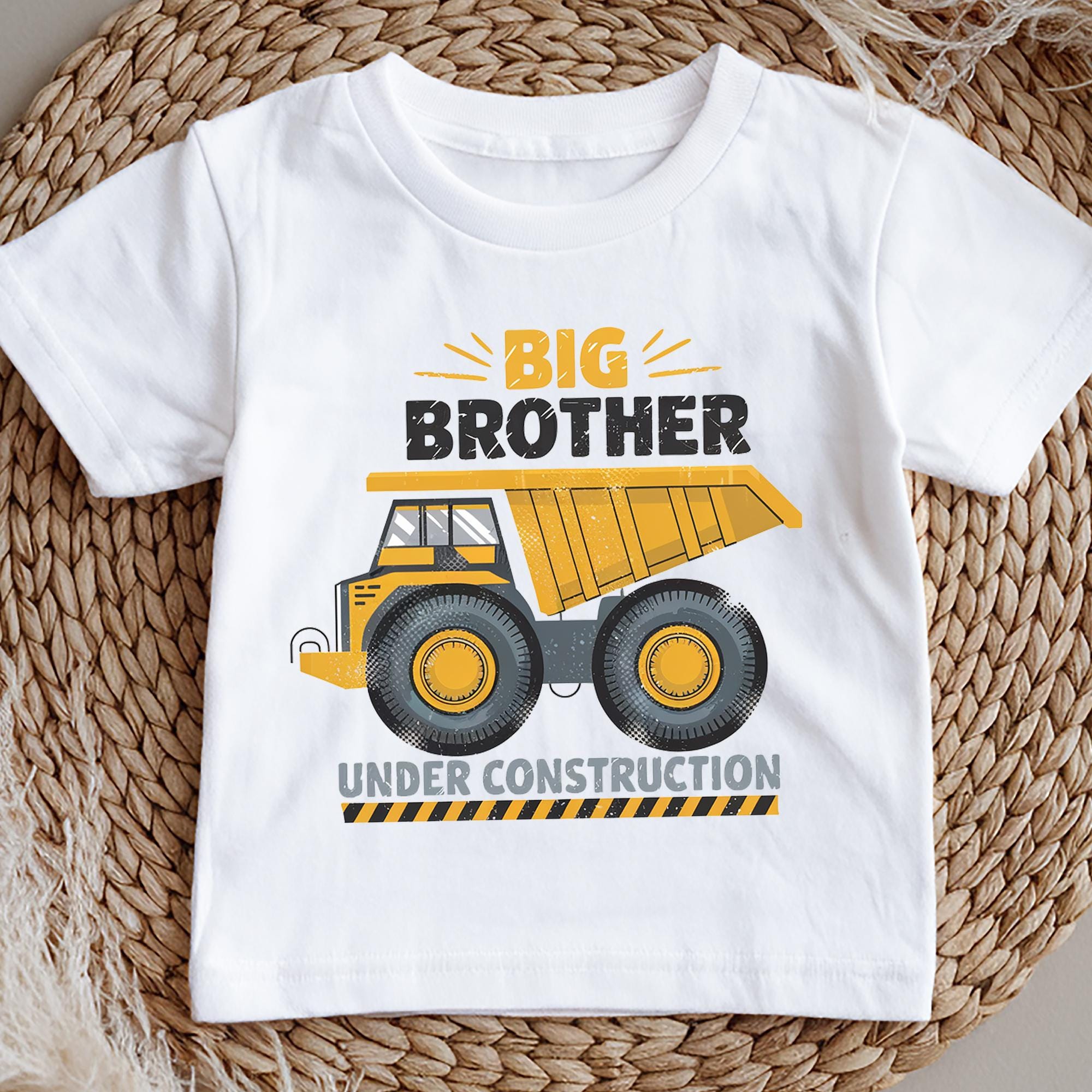 Big Brother Under Construction T-Shirt | Dump Truck Pregnancy Reveal Shirt | Boys Construction Big Brother Top | New Sibling Announcement