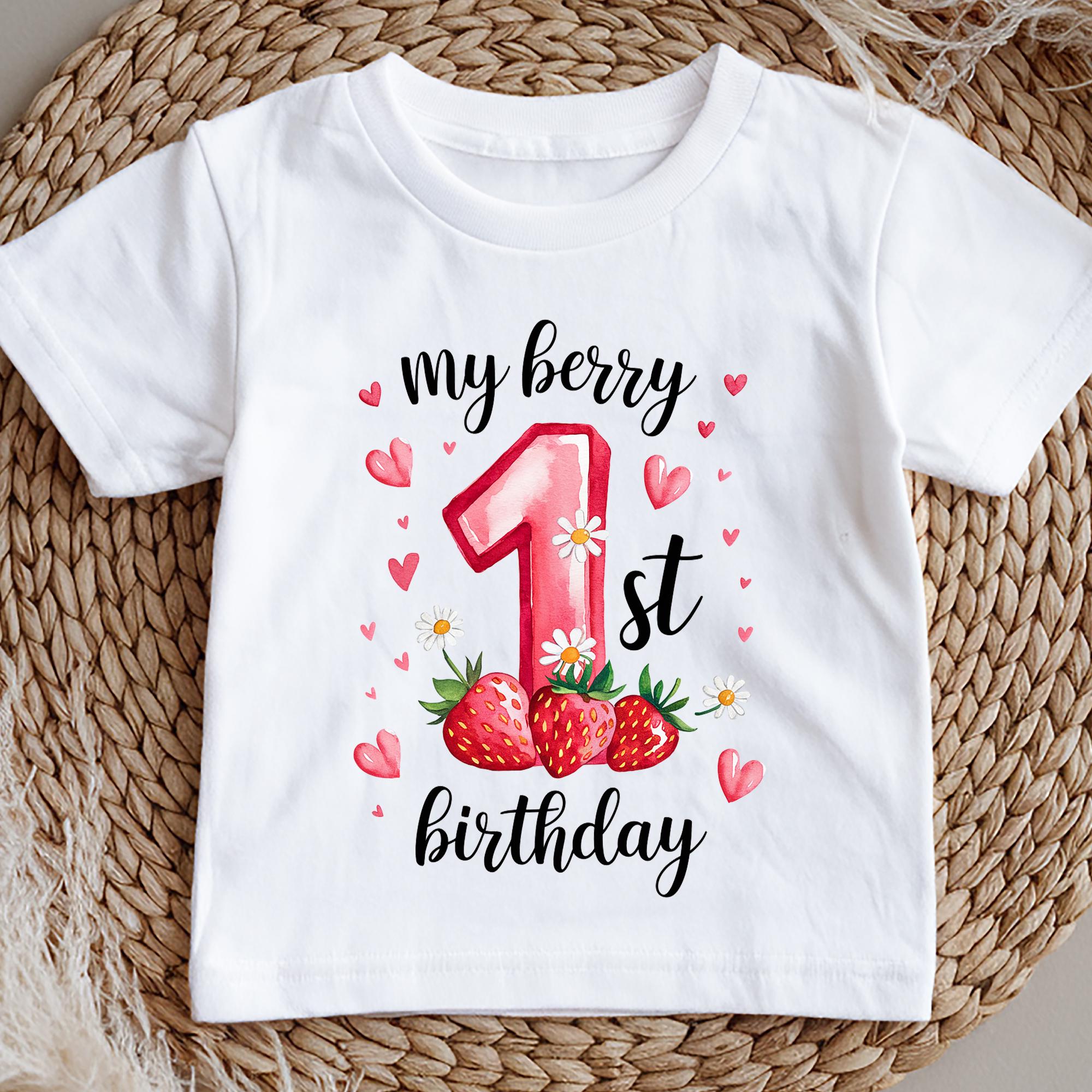Berry First Birthday Shirt | Strawberry 1st Birthday T-Shirt | Girls First Birthday Outfit | Cute Baby Girl Birthday Tee |