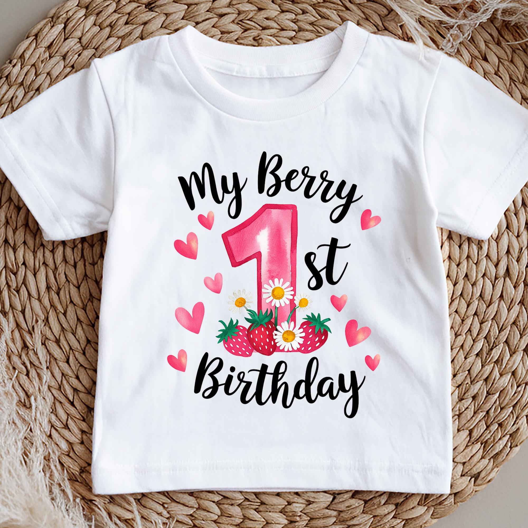 erry First Birthday Shirt | My Berry 1st Birthday T-Shirt | Strawberry One Year Old Outfit | Girls First Birthday Tee |