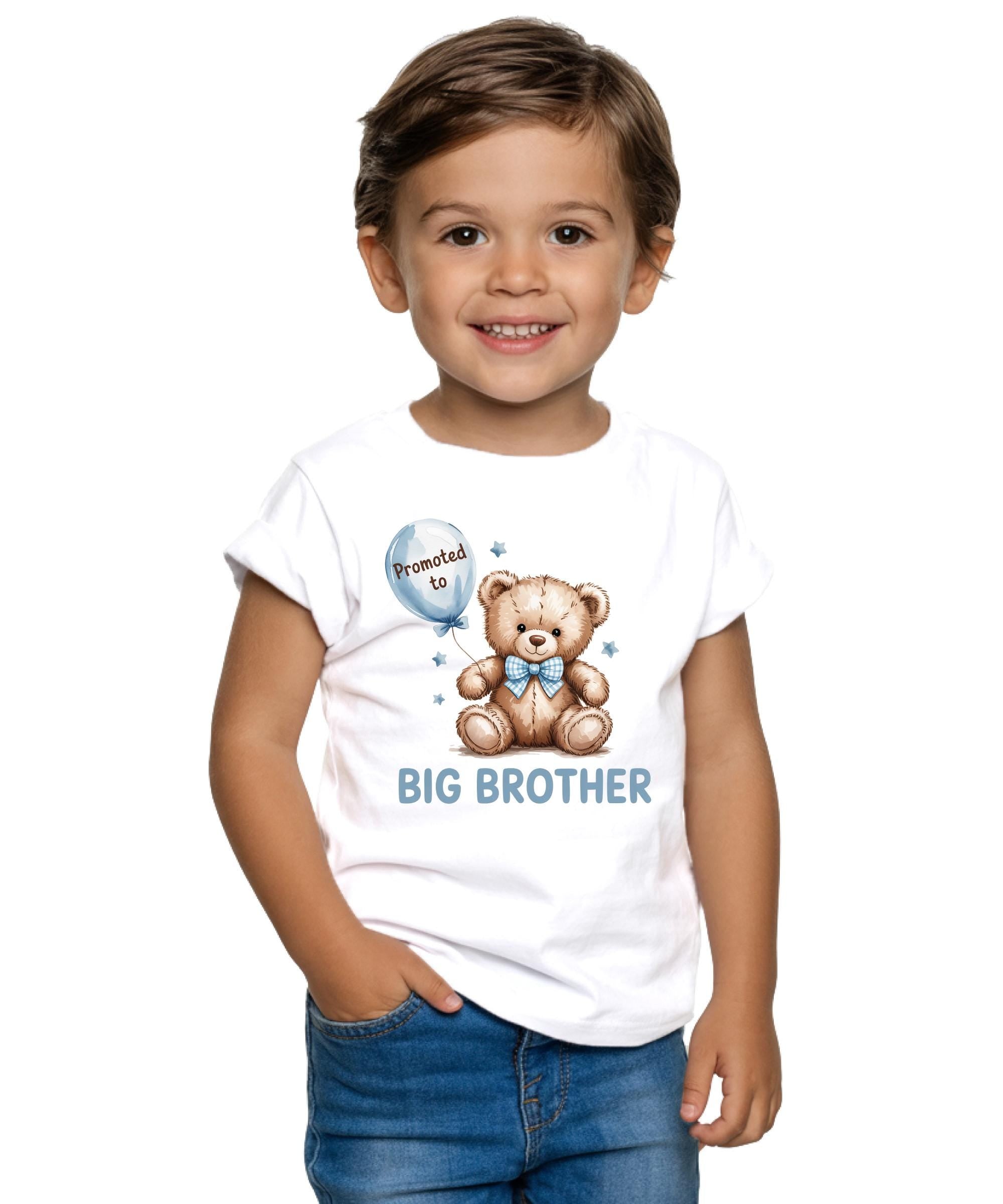 Promoted to Big Brother Shirt – Cute Teddy Bear Big Brother T-Shirt for Boys – Baby Announcement Outfit – Sibling Reveal Gift for Toddlers