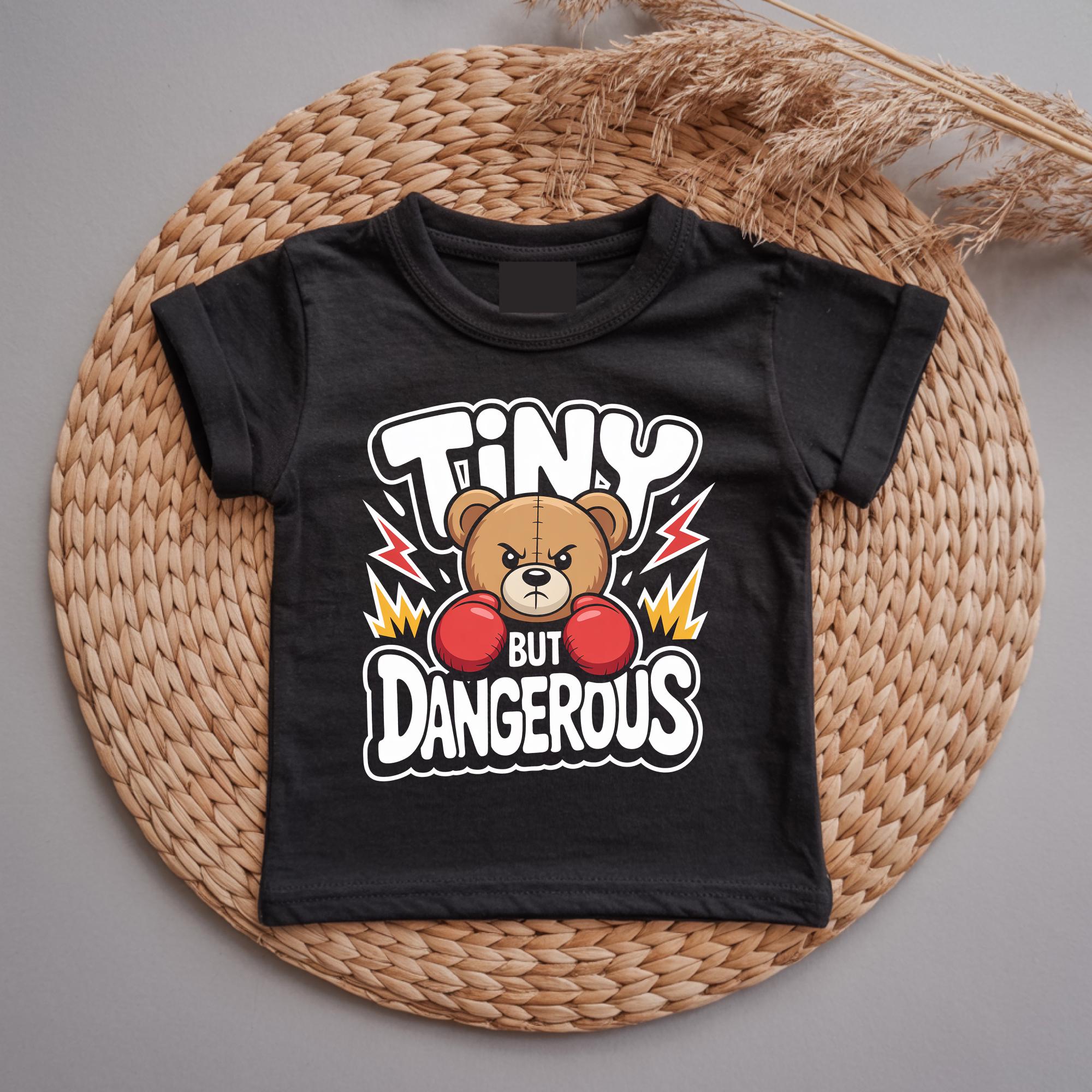 Tiny But Dangerous Baby T-Shirt | Funny Boxing Bear Kids Tee