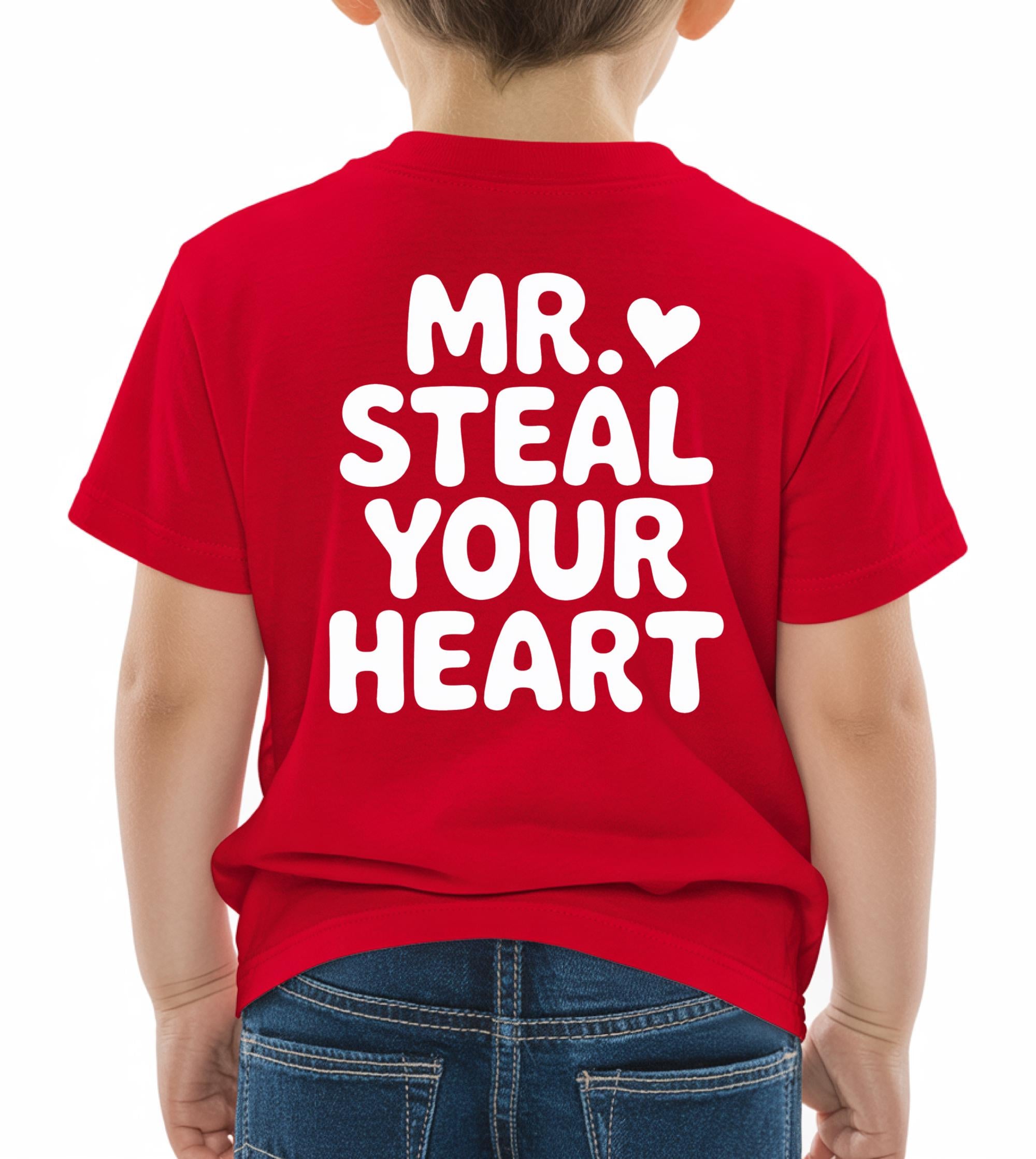 Mr Steal Your Heart – Funny Valentine T-shirt for Toddlers in Red
